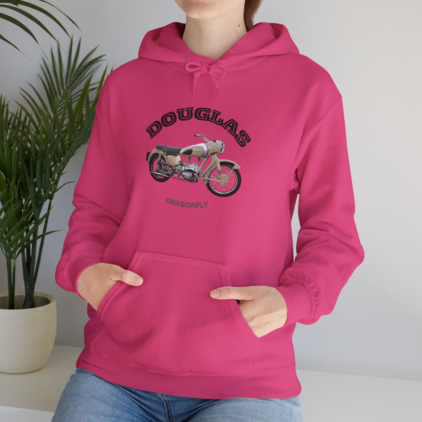 Douglas Dragonfly Motorcycle Hoodie - Unisex Heavy Blend Sweatshirt, Casual Wear, Gift for Riders, Outdoor Activities, Cozy Apparel