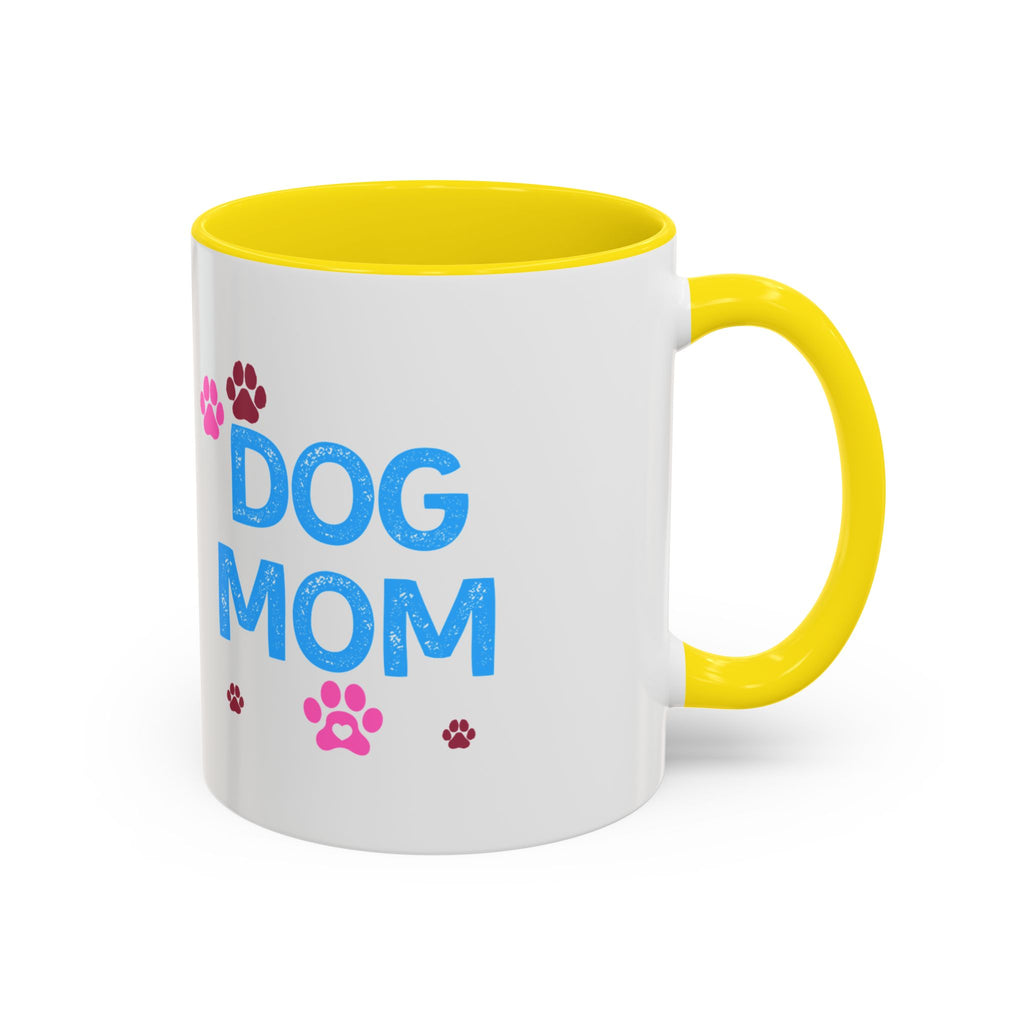 Dog Mom Accent Coffee Mug — Cute Paw Print 11/15oz Gift for Pet Lovers