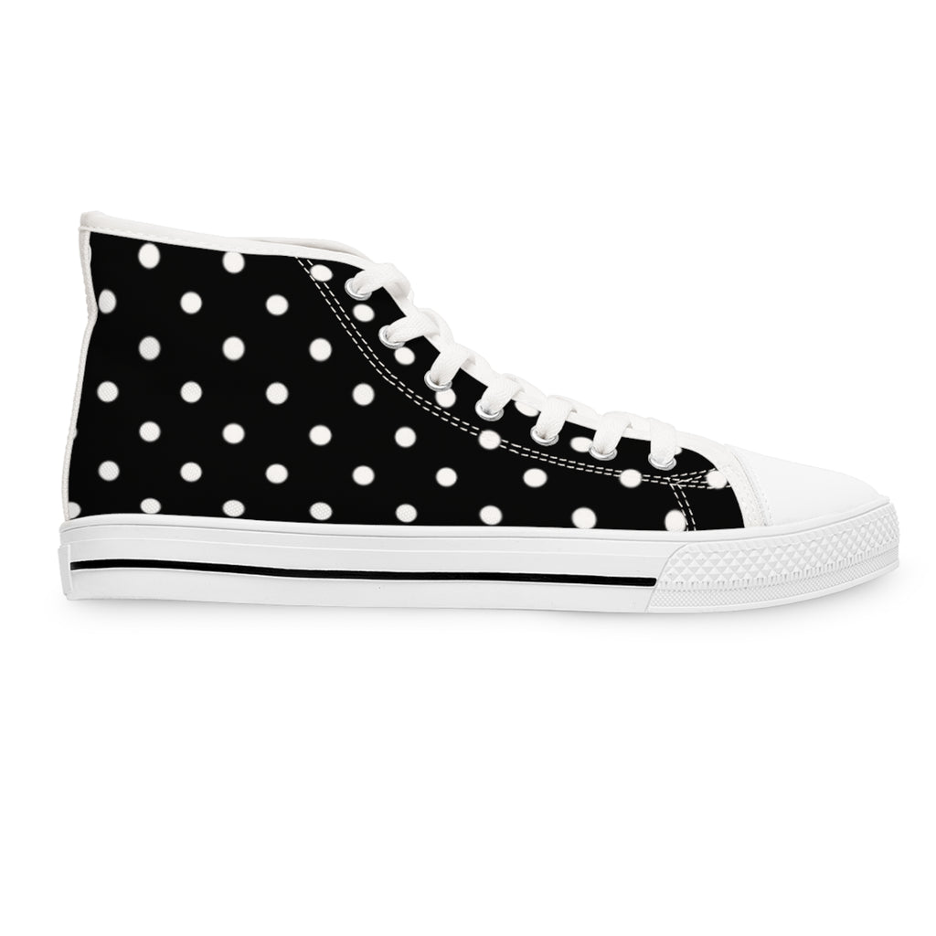 Black Polka Dot High Top Sneakers | Women's High Tops