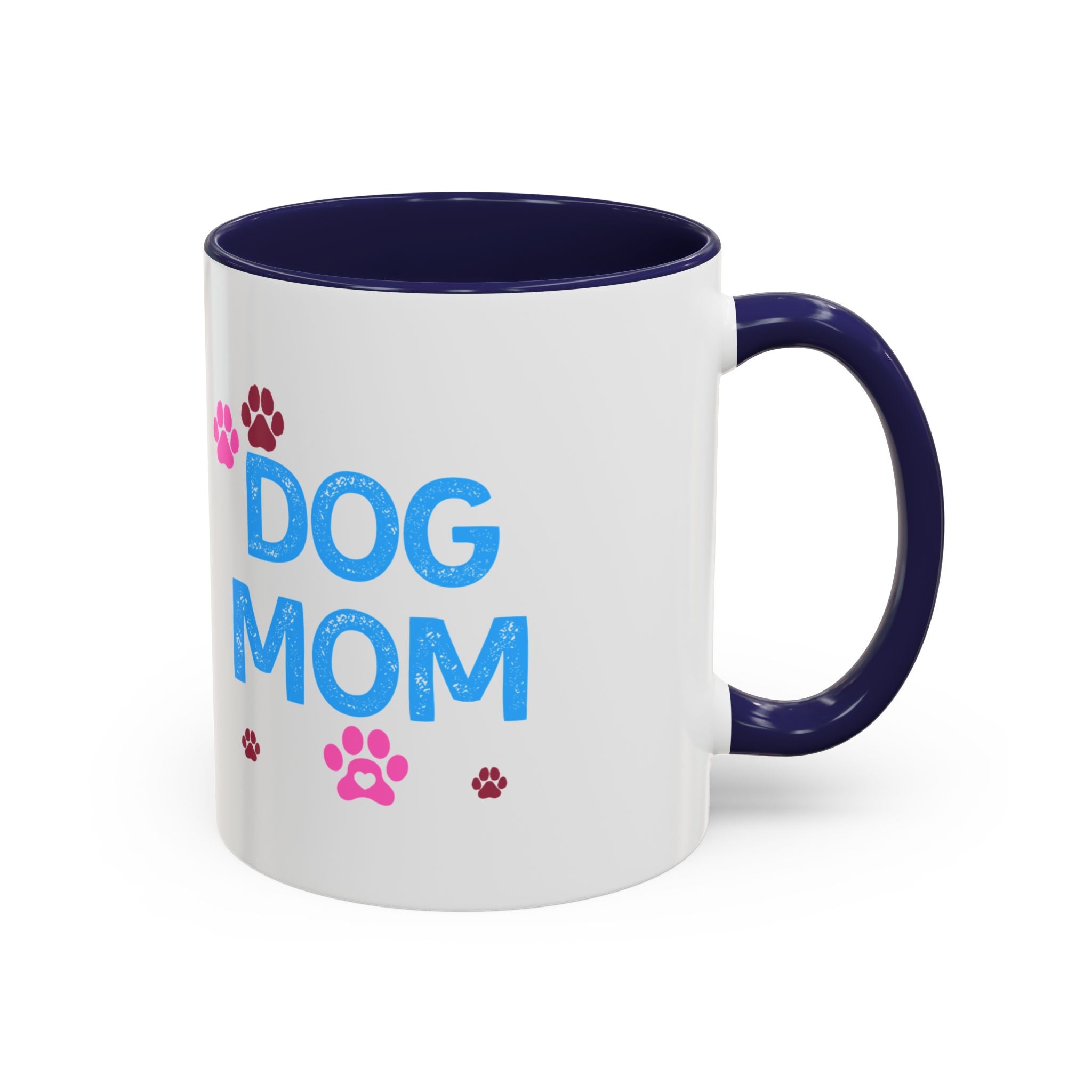 Dog Mom Accent Coffee Mug — Cute Paw Print 11/15oz Gift for Pet Lovers