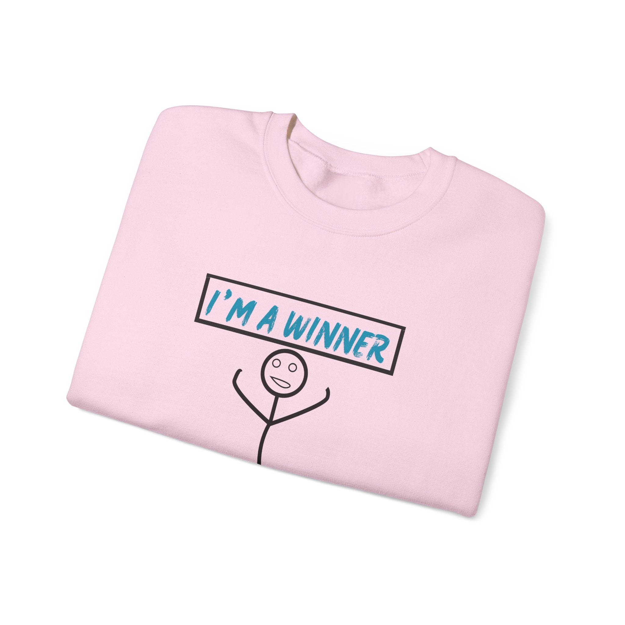 I'm a Winner Stick Figure Crewneck Sweatshirt — Funny Motivational Pullover