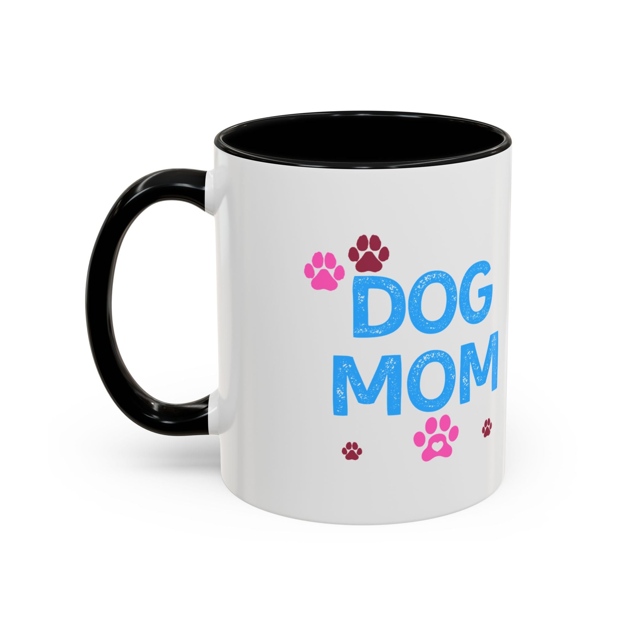 Dog Mom Accent Coffee Mug — Cute Paw Print 11/15oz Gift for Pet Lovers