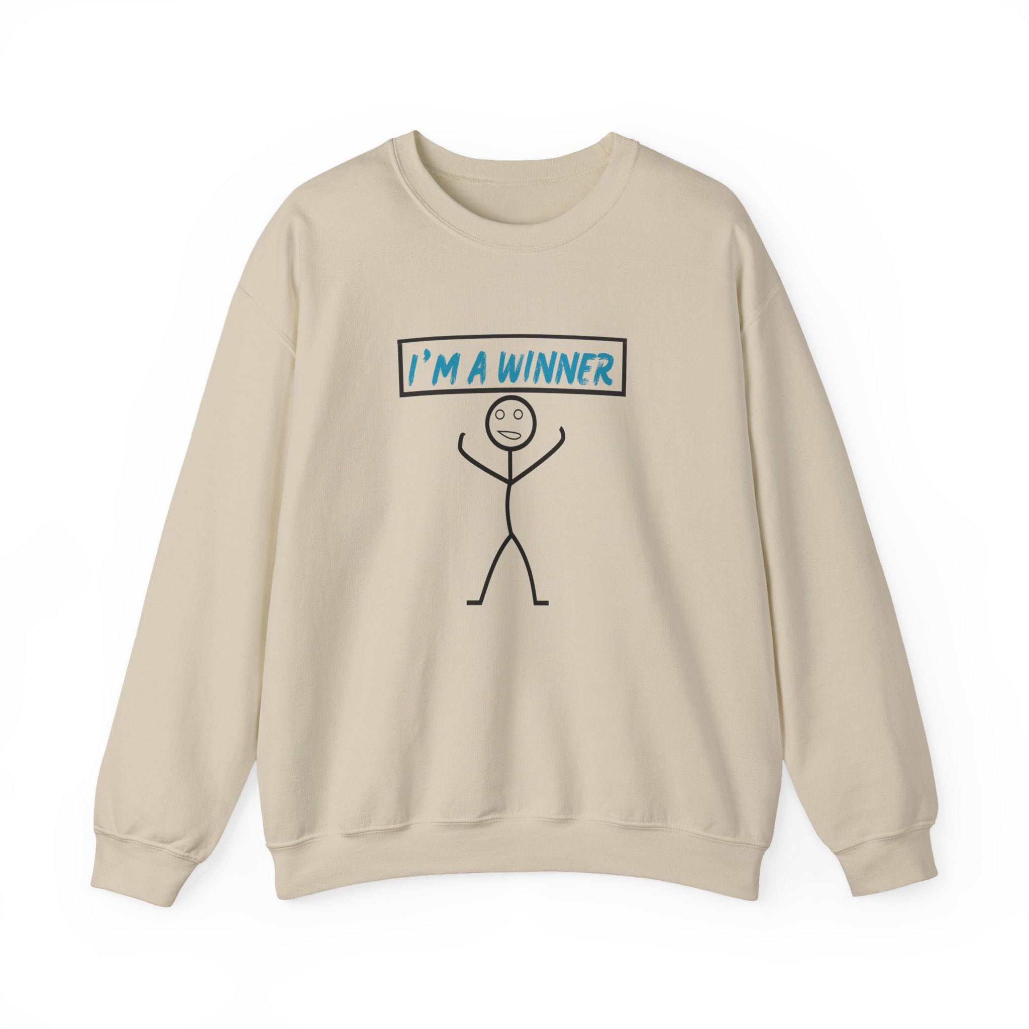I'm a Winner Stick Figure Crewneck Sweatshirt — Funny Motivational Pullover
