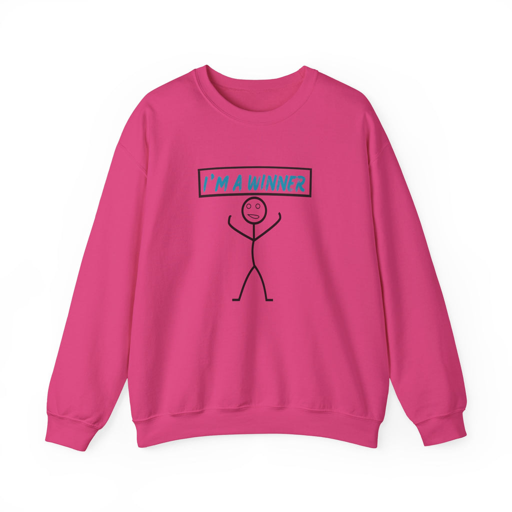 I'm a Winner Stick Figure Crewneck Sweatshirt — Funny Motivational Pullover