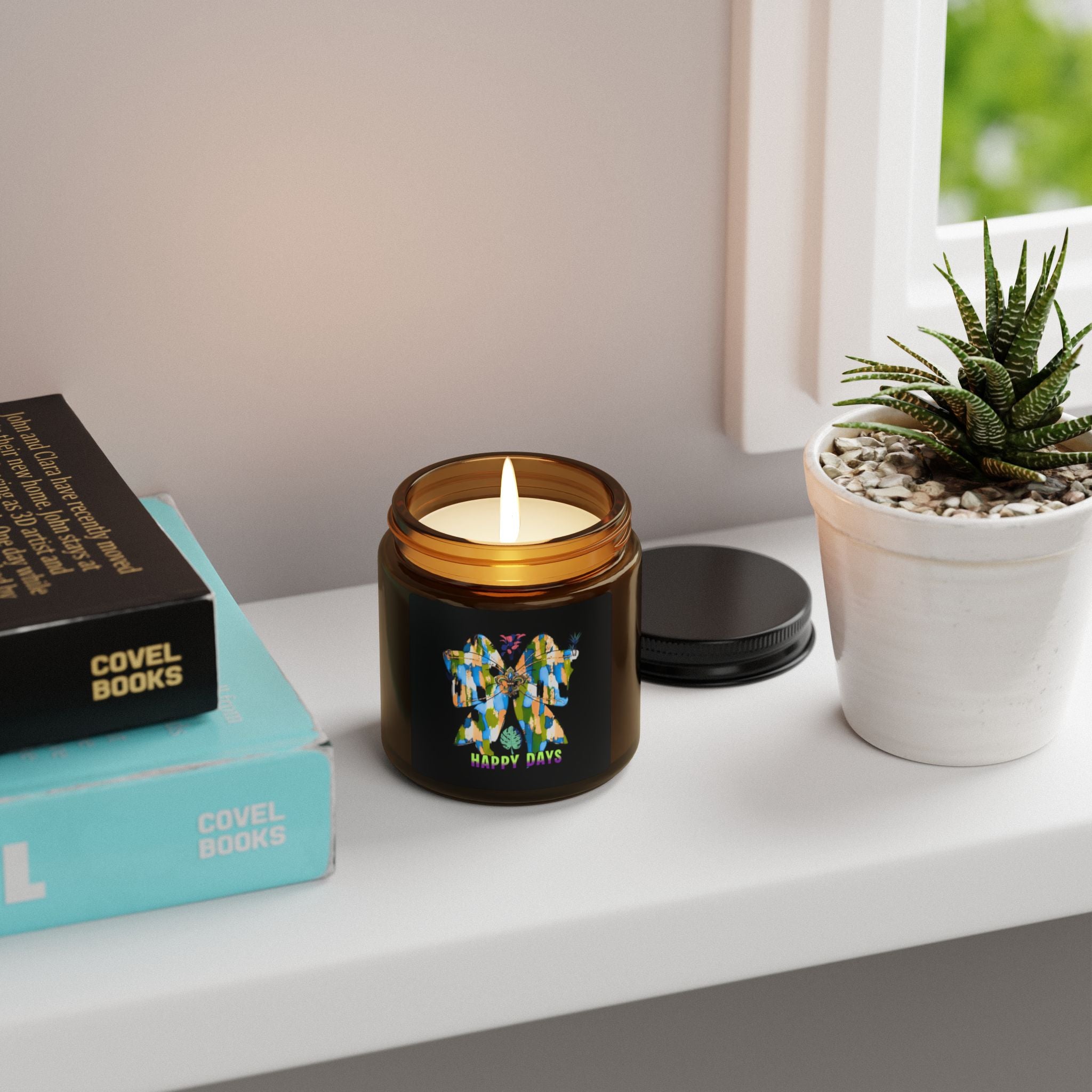 Colorful Mosaic Angel Happy Days Candle