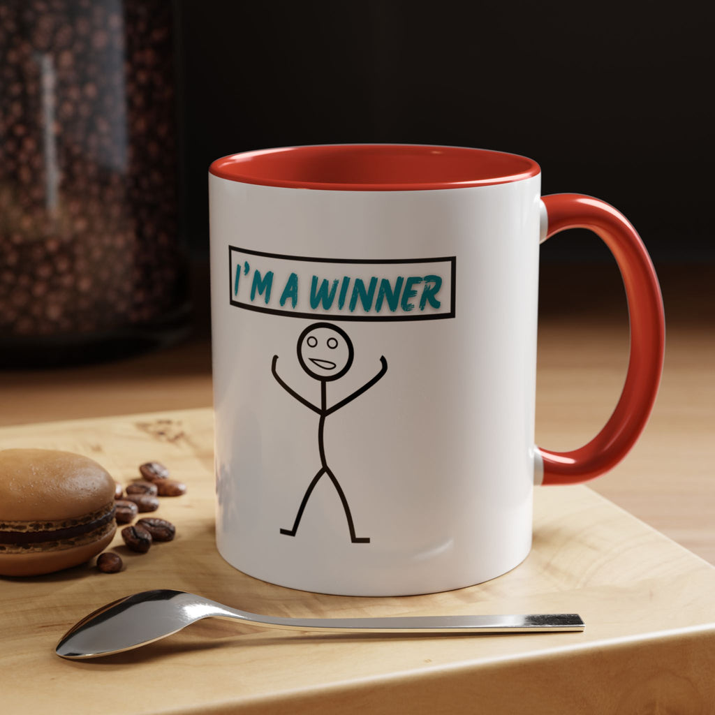 I'm a Winner Accent Coffee Mug — Funny Motivational 11/15oz