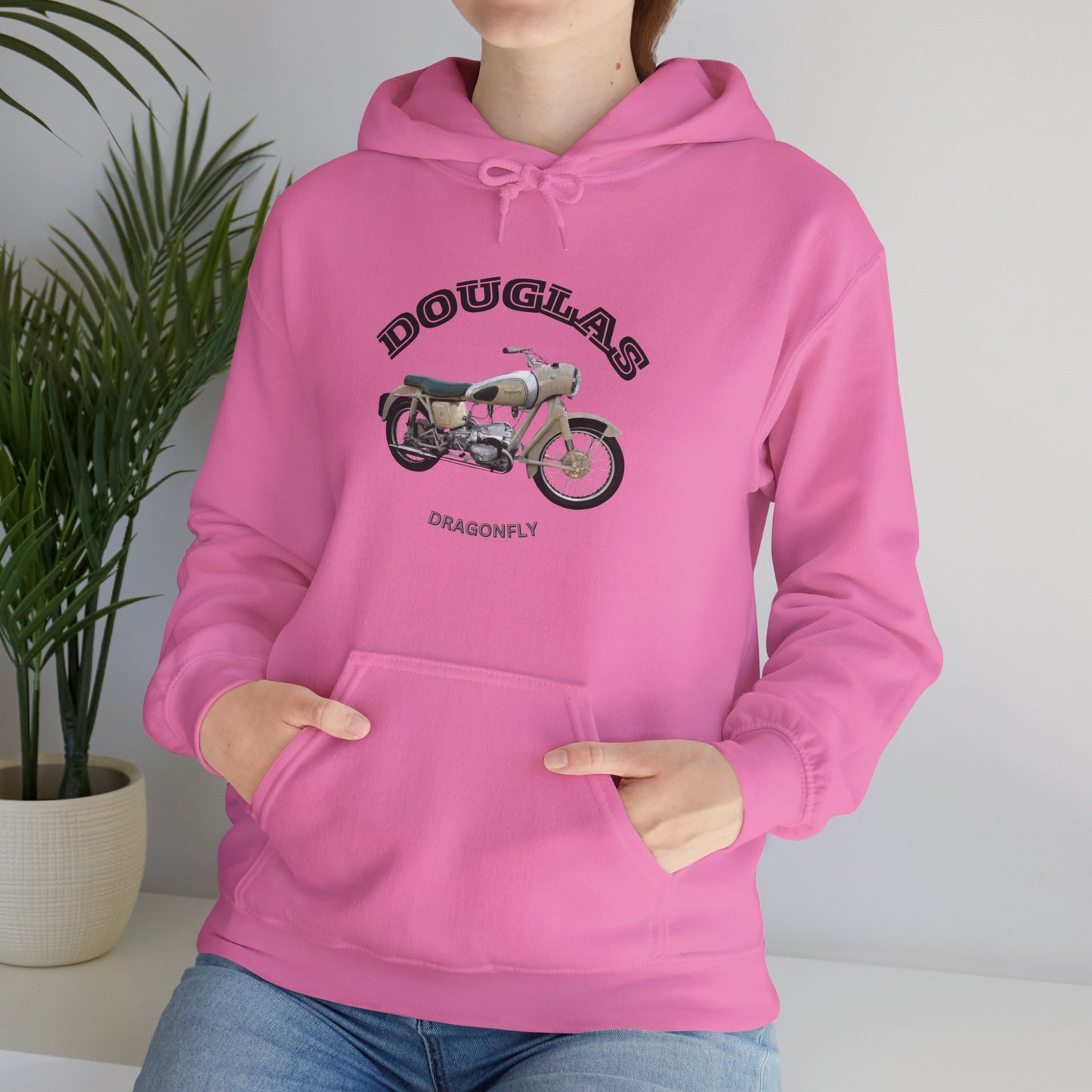Douglas Dragonfly Motorcycle Hoodie - Unisex Heavy Blend Sweatshirt, Casual Wear, Gift for Riders, Outdoor Activities, Cozy Apparel