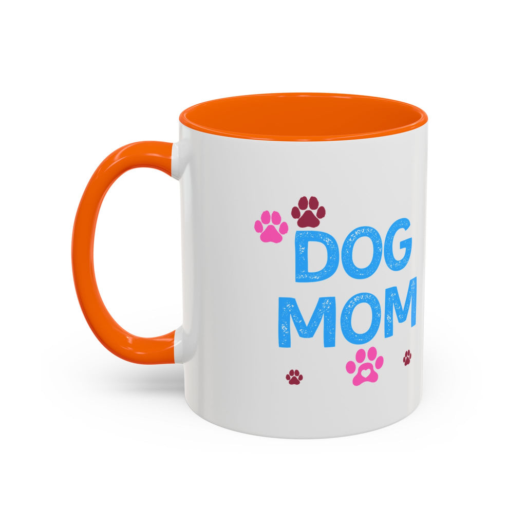 Dog Mom Accent Coffee Mug — Cute Paw Print 11/15oz Gift for Pet Lovers
