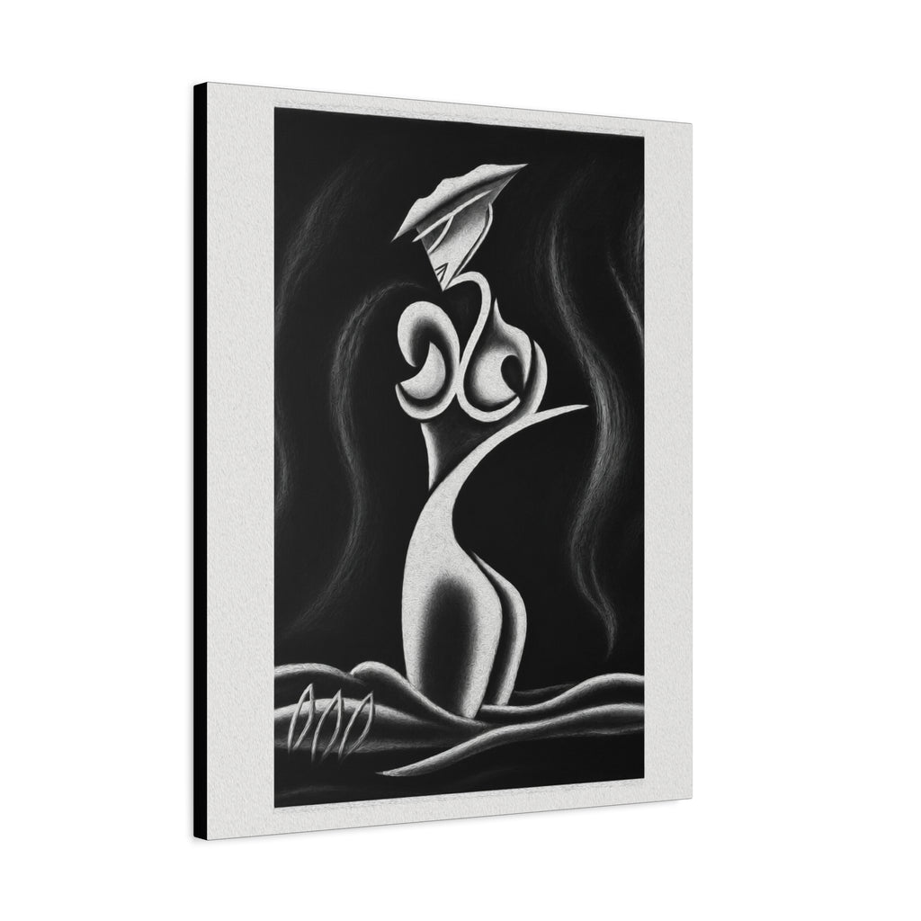 Abstract Lady Silhouette Matte Canvas Wall Art — Black & White Stretched 1.25"