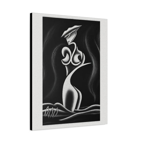 Abstract Lady Silhouette Matte Canvas Wall Art — Black & White Stretched 1.25"