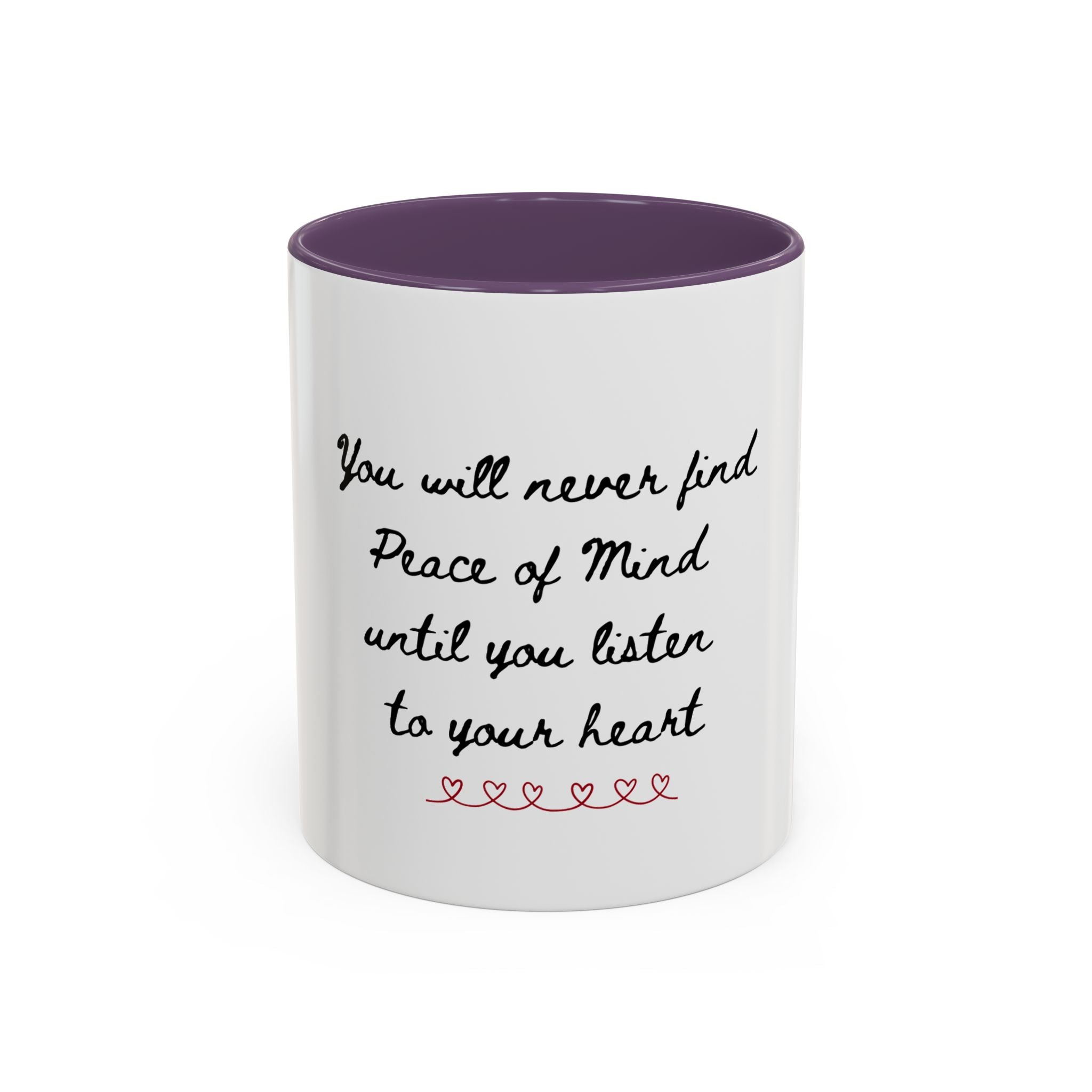 Listen to Your Heart Quote Coffee Mug | Heart Script Accent Mug | Inspirational Ceramic Cup Gift 11oz 15oz