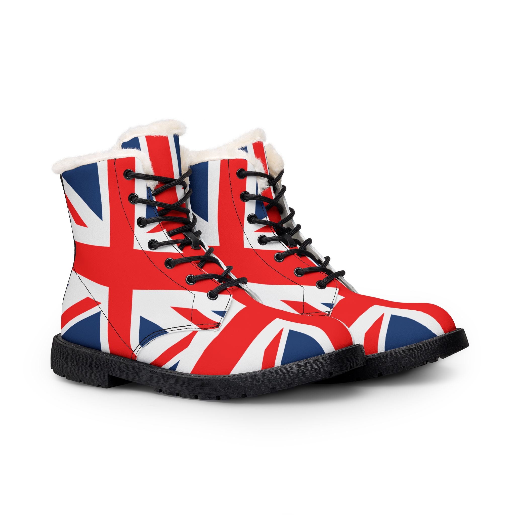 Union Jack Flag Boots | Fur Lined Leather Boots