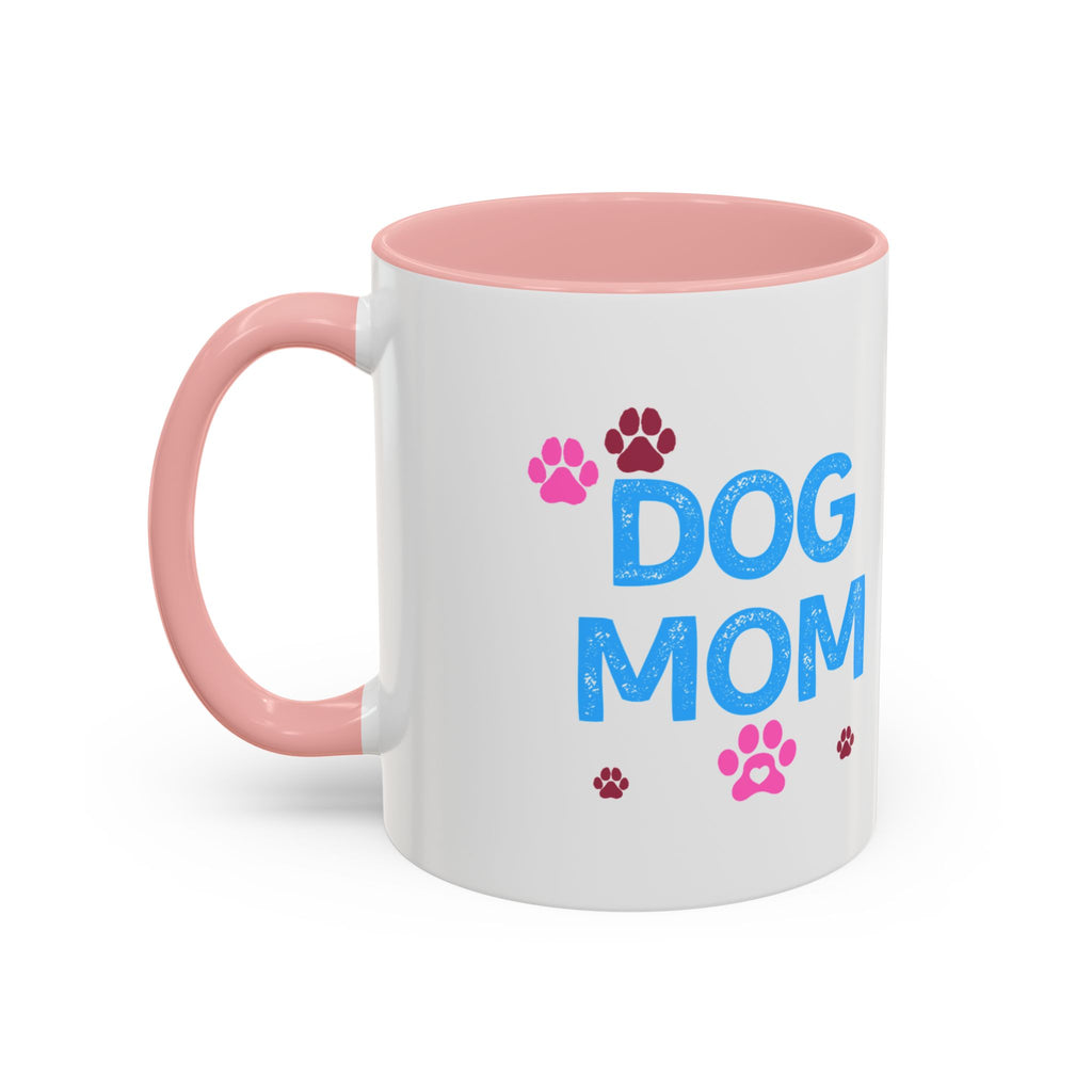 Dog Mom Accent Coffee Mug — Cute Paw Print 11/15oz Gift for Pet Lovers