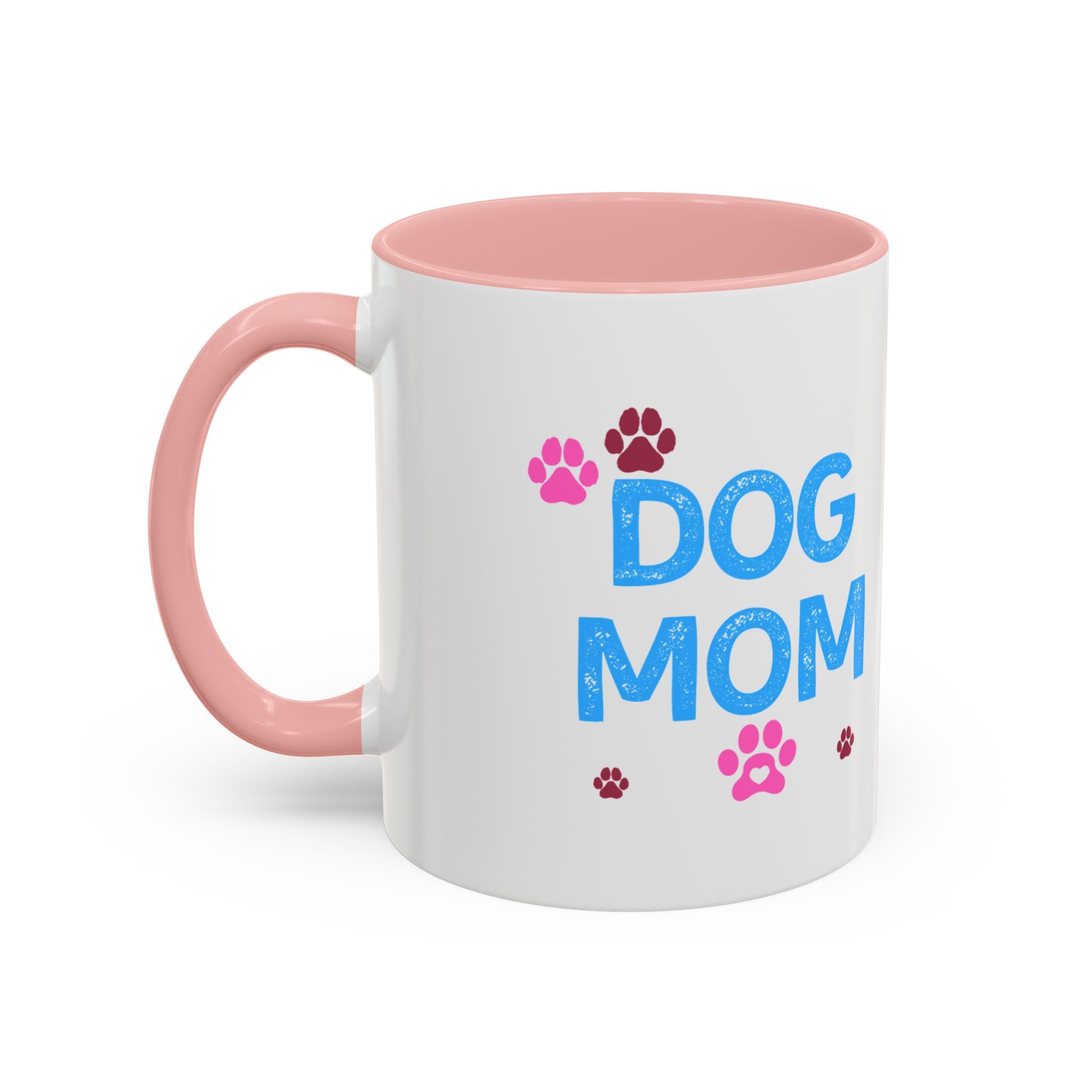 Dog Mom Accent Coffee Mug — Cute Paw Print 11/15oz Gift for Pet Lovers