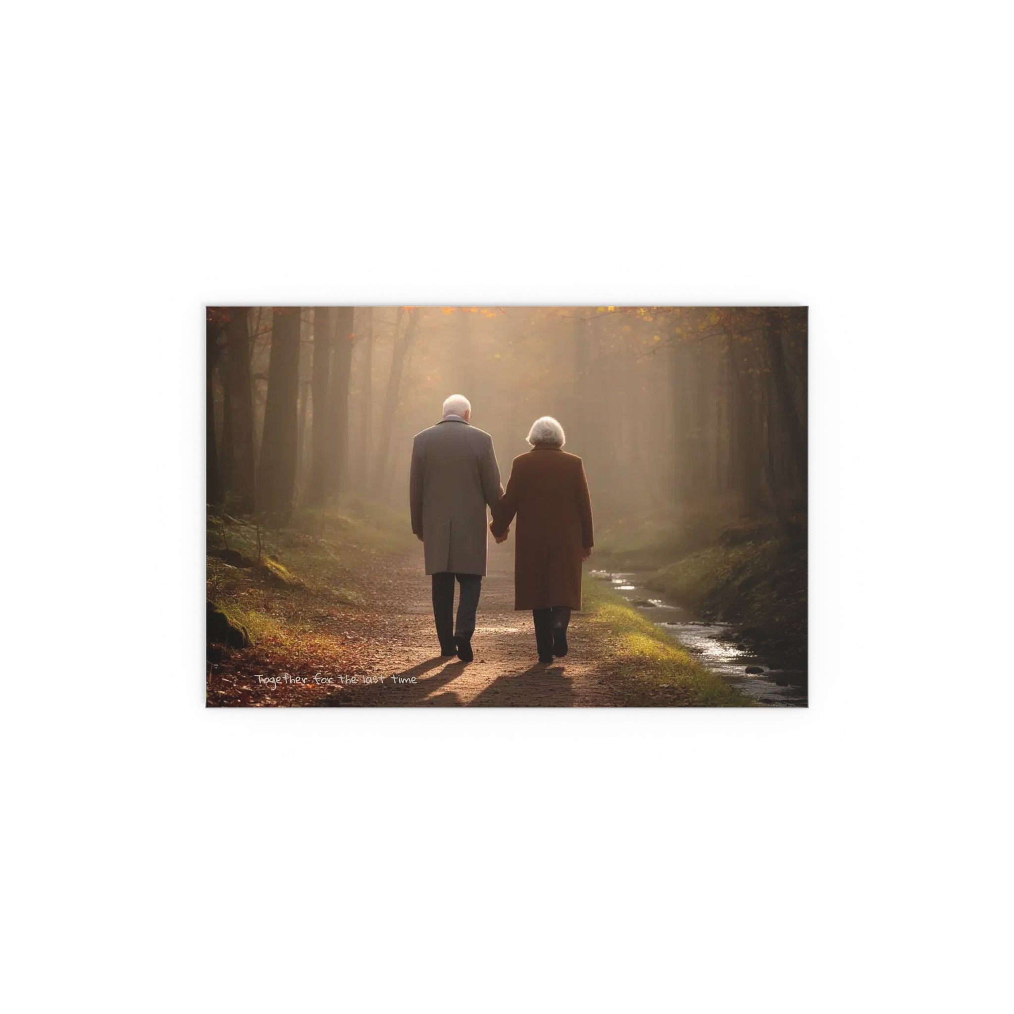 Silk Poster — "Together for the Last Time" Elderly Couple Walking in Forest