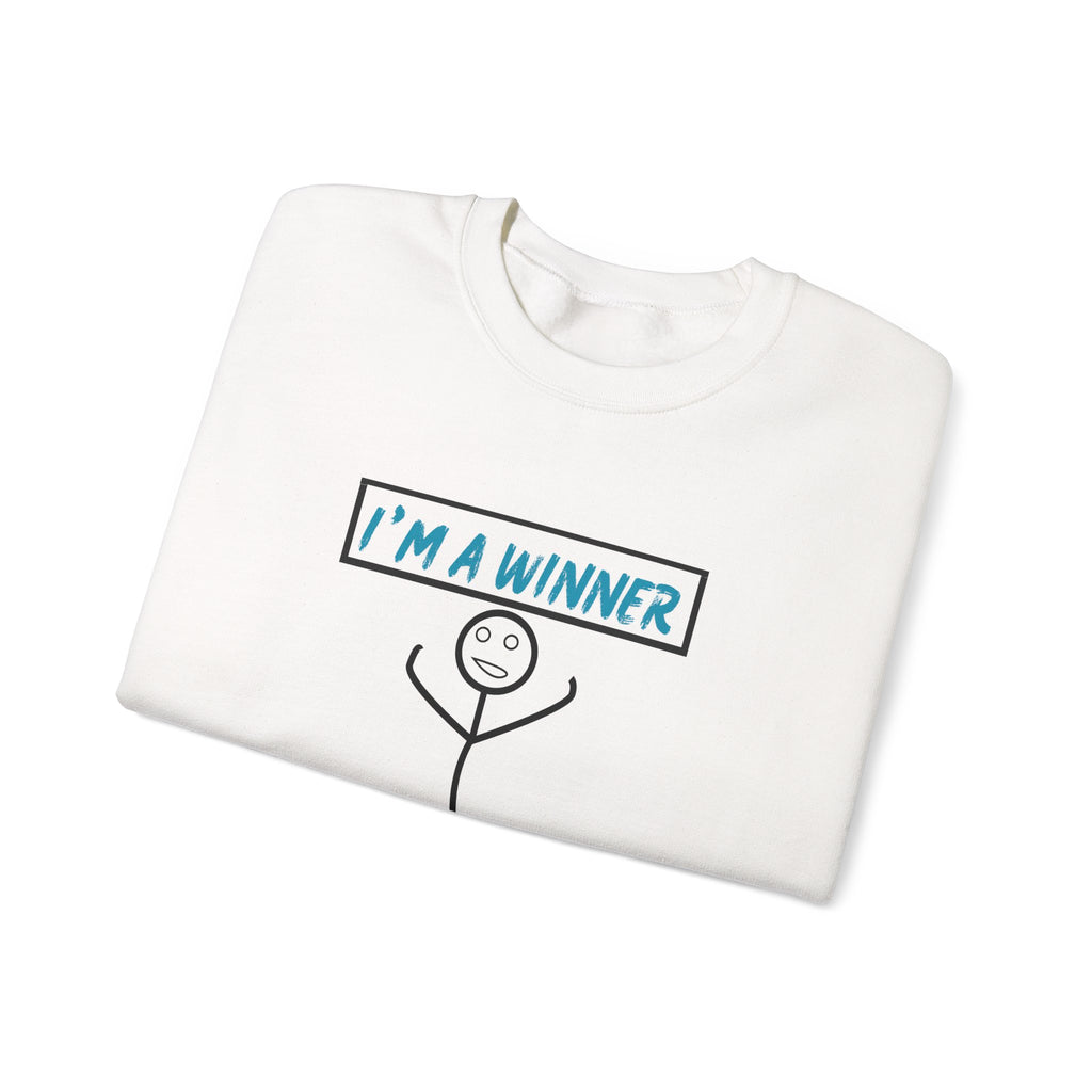 I'm a Winner Stick Figure Crewneck Sweatshirt — Funny Motivational Pullover