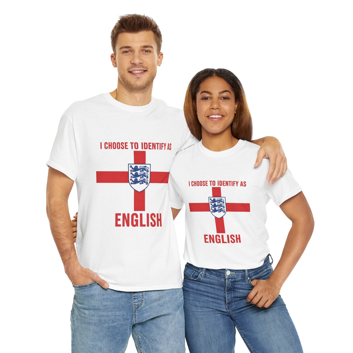 I chose to identify as English T-shirt,English Identity Graphic Tee, Casual Unisex T-Shirt, Perfect for National Holidays, Gift for Patriots, Statement Shirt