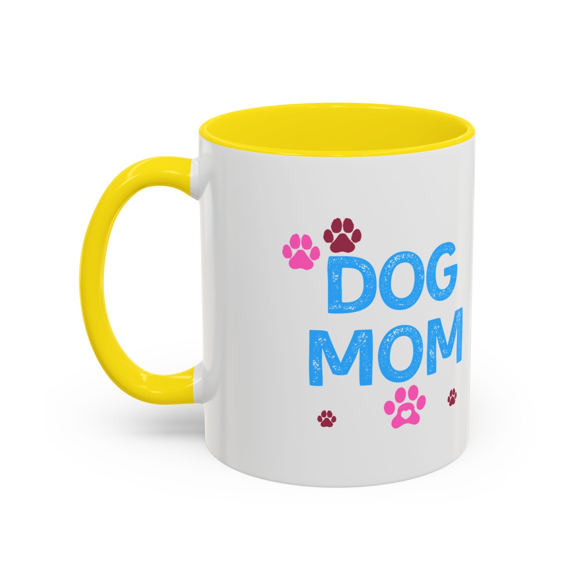 Dog Mom Accent Coffee Mug — Cute Paw Print 11/15oz Gift for Pet Lovers