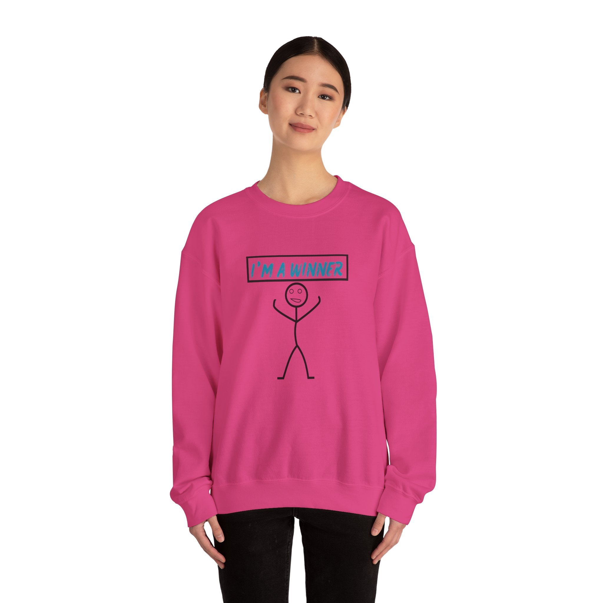 I'm a Winner Stick Figure Crewneck Sweatshirt — Funny Motivational Pullover