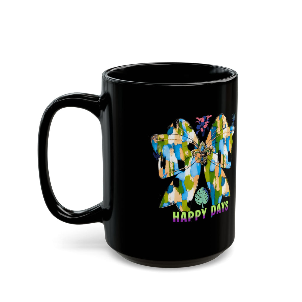 Happy Days Mug  | Black  Vintage Style Coffee Tea Cup | Gift for Coffee Lovers