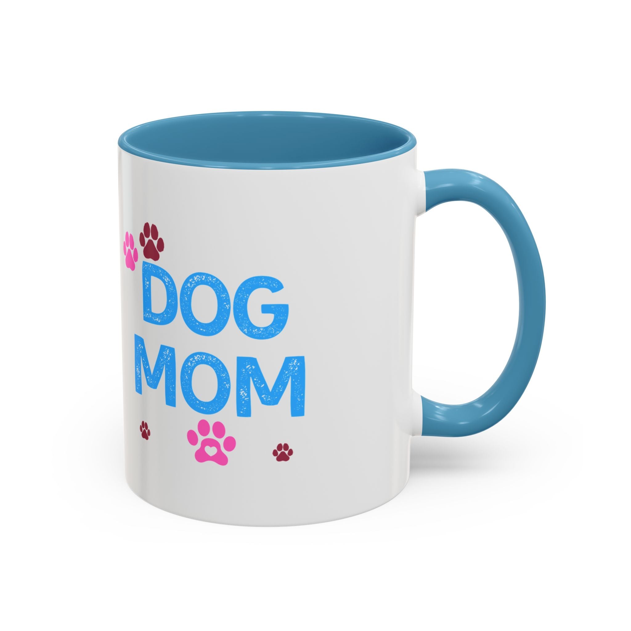 Dog Mom Accent Coffee Mug — Cute Paw Print 11/15oz Gift for Pet Lovers