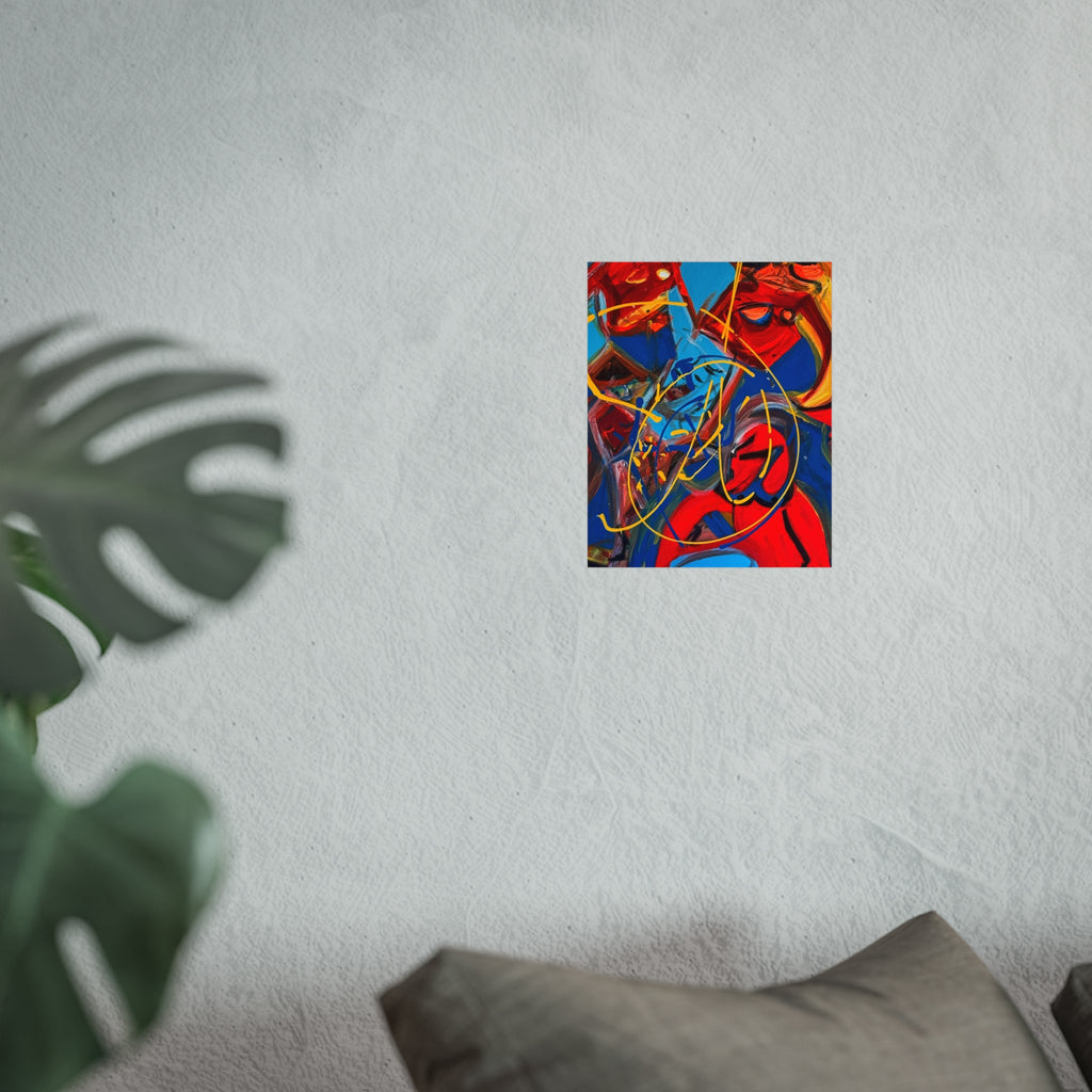 Abstract Expressionist Fine Art Poster — Bold Red & Blue Modern Wall Art —  Superman Cometh