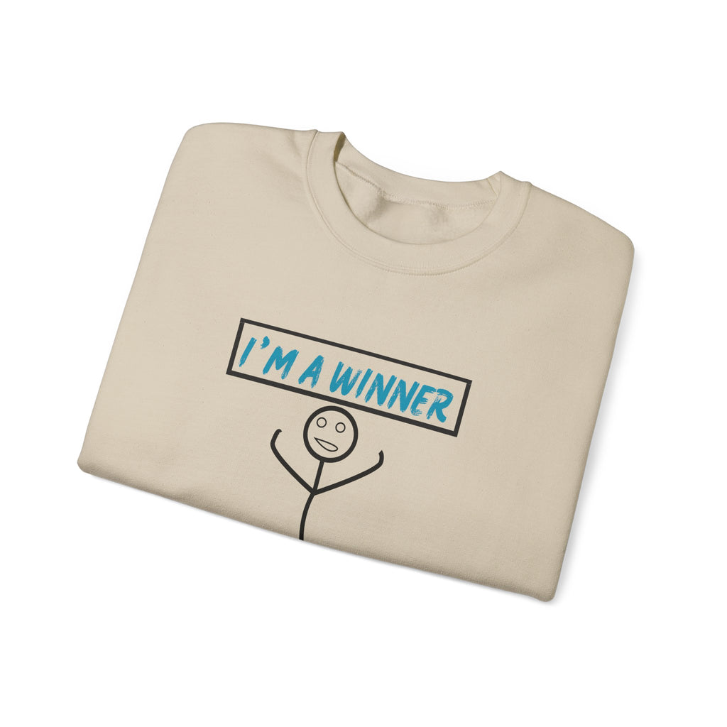 I'm a Winner Stick Figure Crewneck Sweatshirt — Funny Motivational Pullover