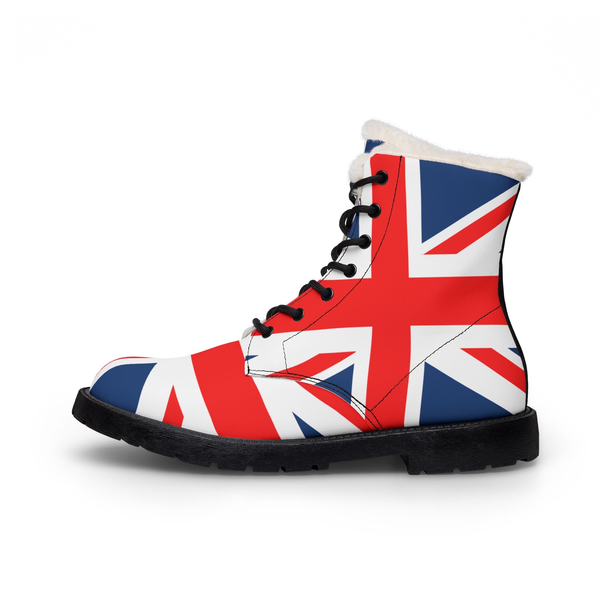 Union Jack Flag Boots | Fur Lined Leather Boots