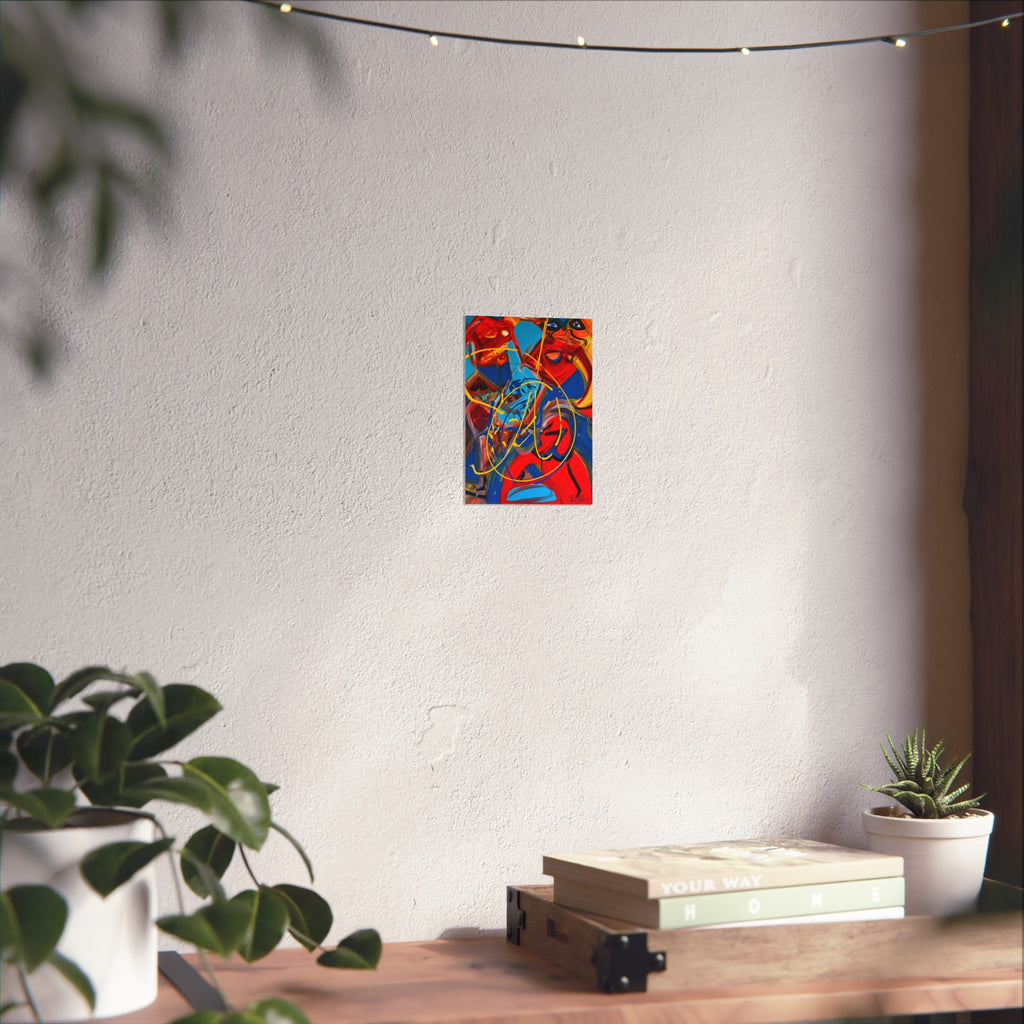 Abstract Expressionist Fine Art Poster — Bold Red & Blue Modern Wall Art —  Superman Cometh