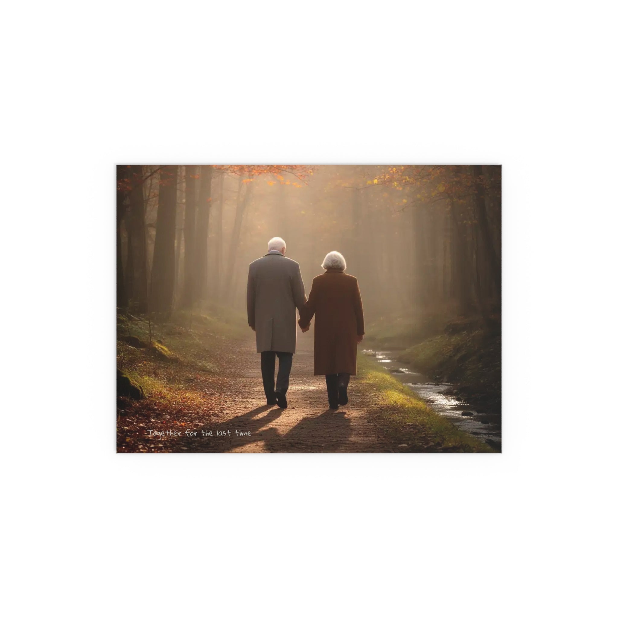 Silk Poster — "Together for the Last Time" Elderly Couple Walking in Forest