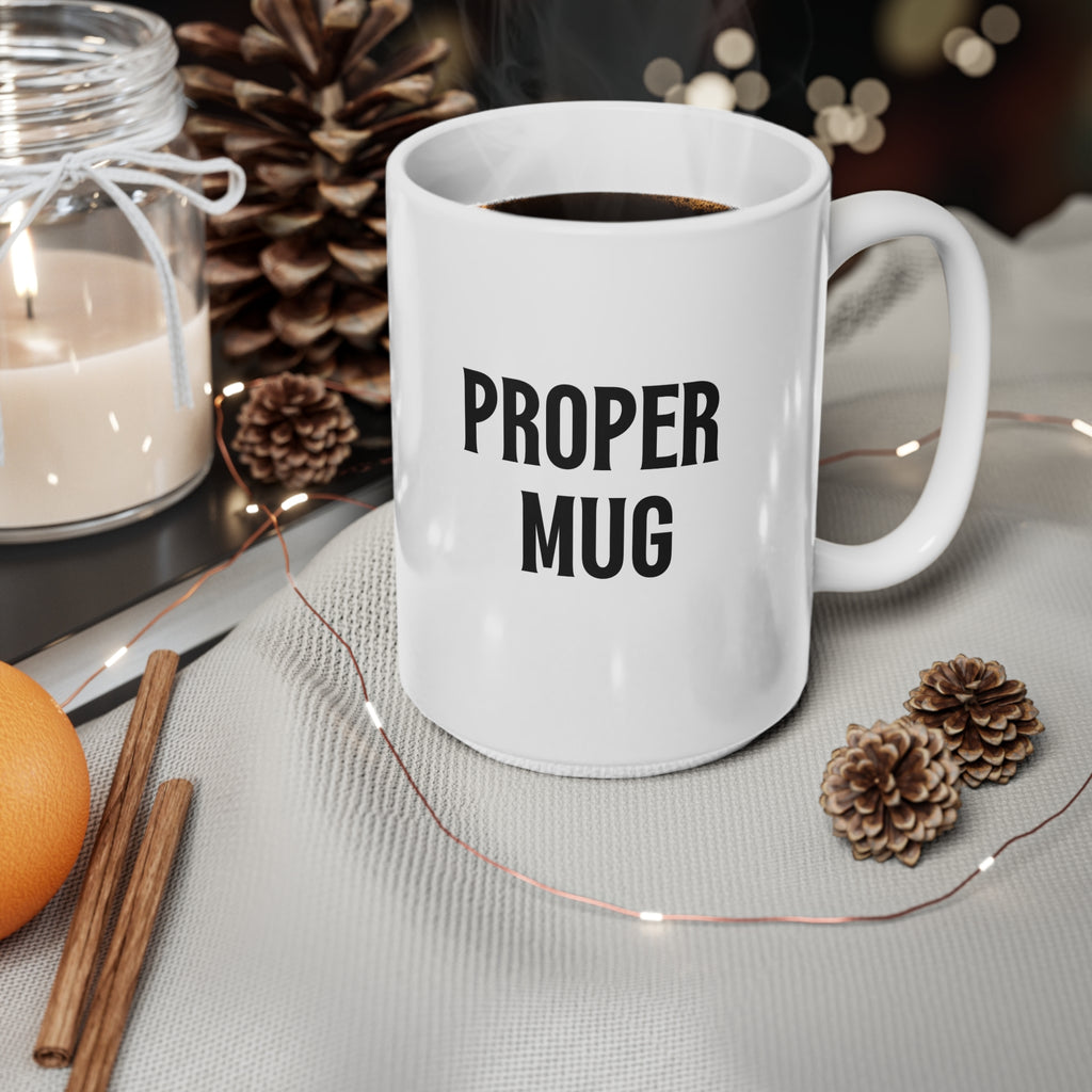 Proper Mug | White Ceramic Coffee Cups, 11oz, 15oz