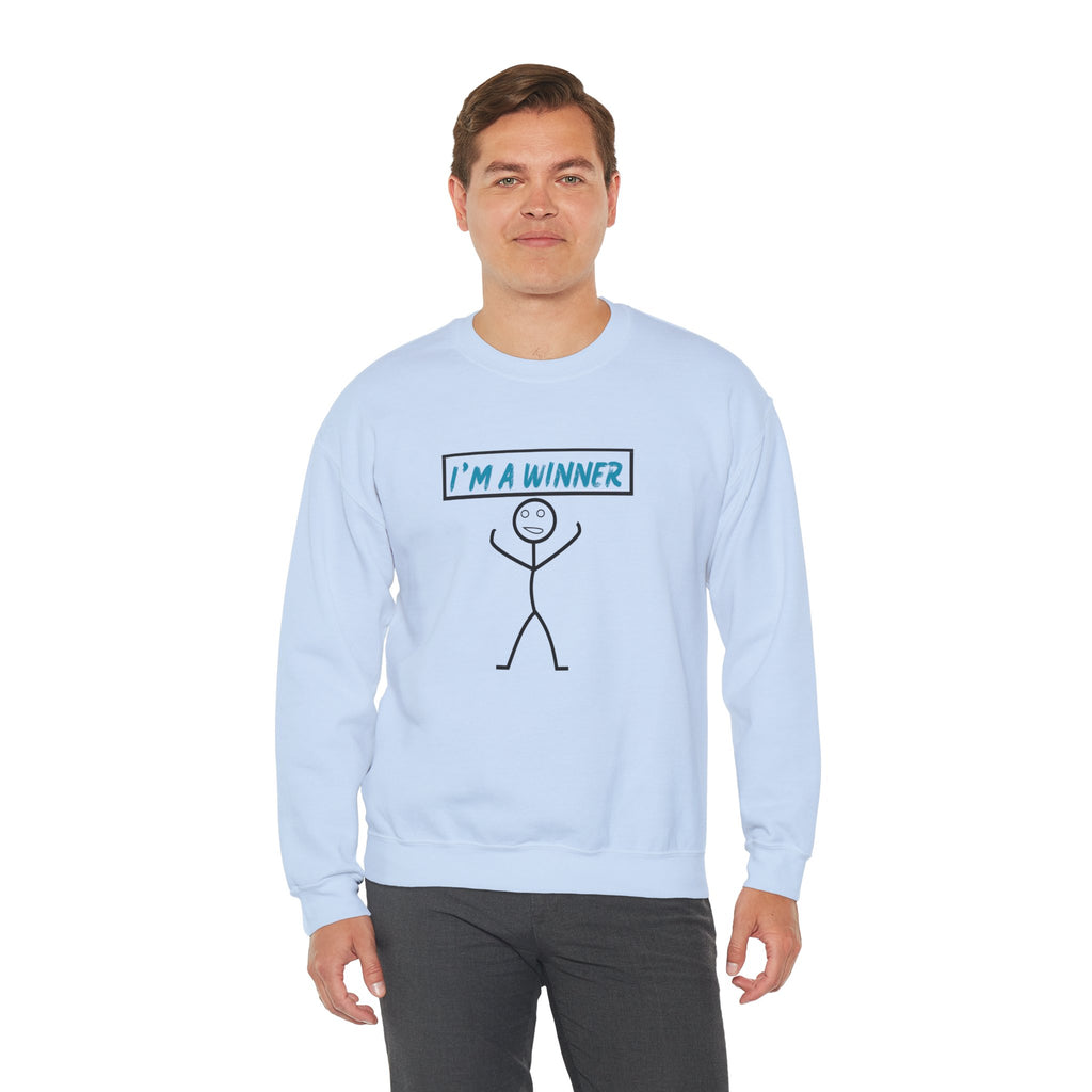 I'm a Winner Stick Figure Crewneck Sweatshirt — Funny Motivational Pullover