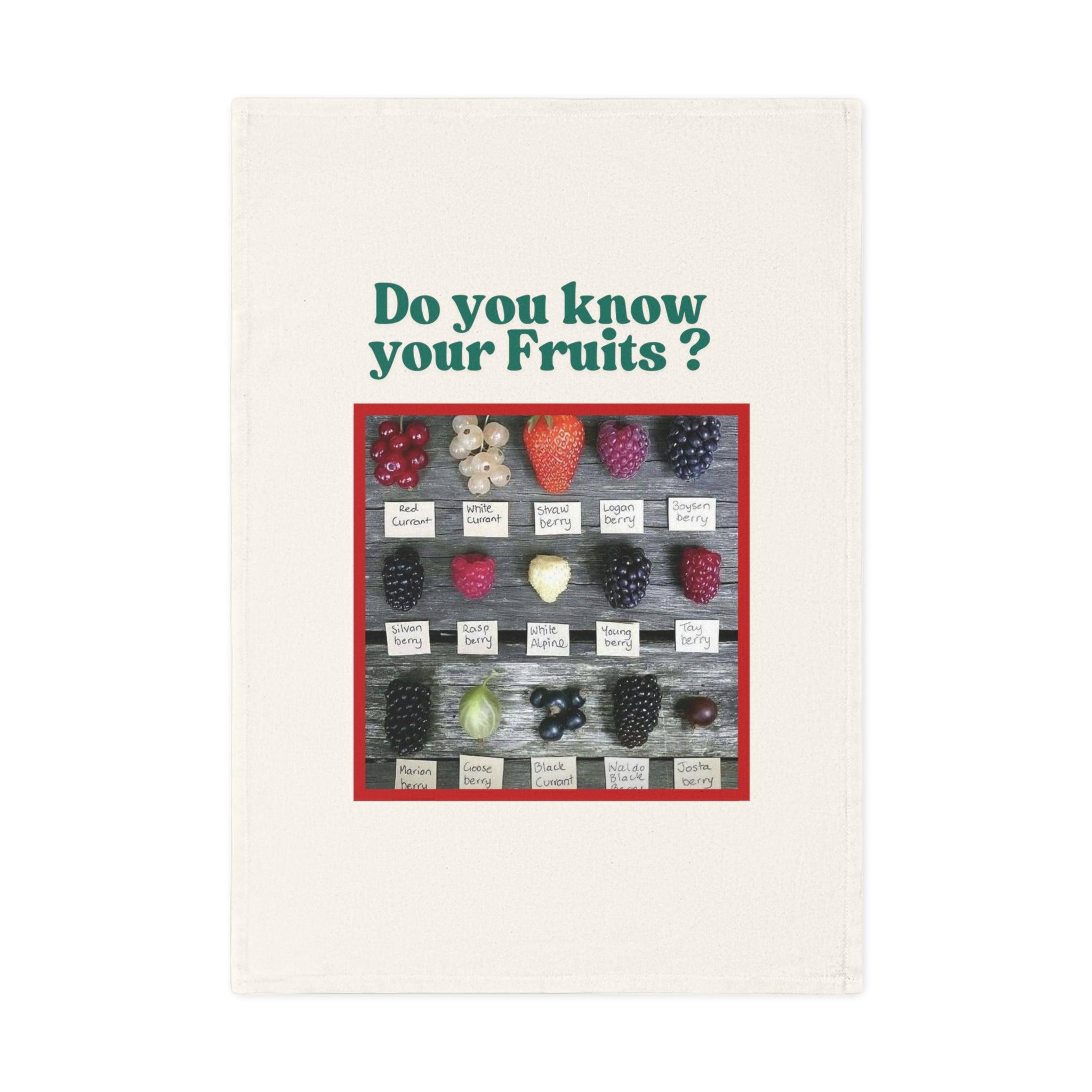 Fruit Chart Cotton Tea Towel — "Do You Know Your Fruits" Educational Kitchen Towel