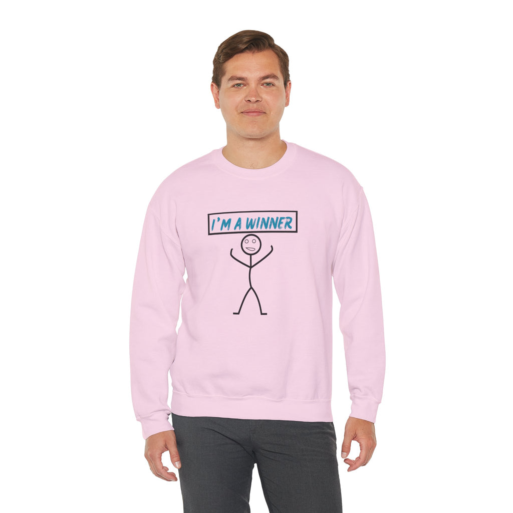 I'm a Winner Stick Figure Crewneck Sweatshirt — Funny Motivational Pullover