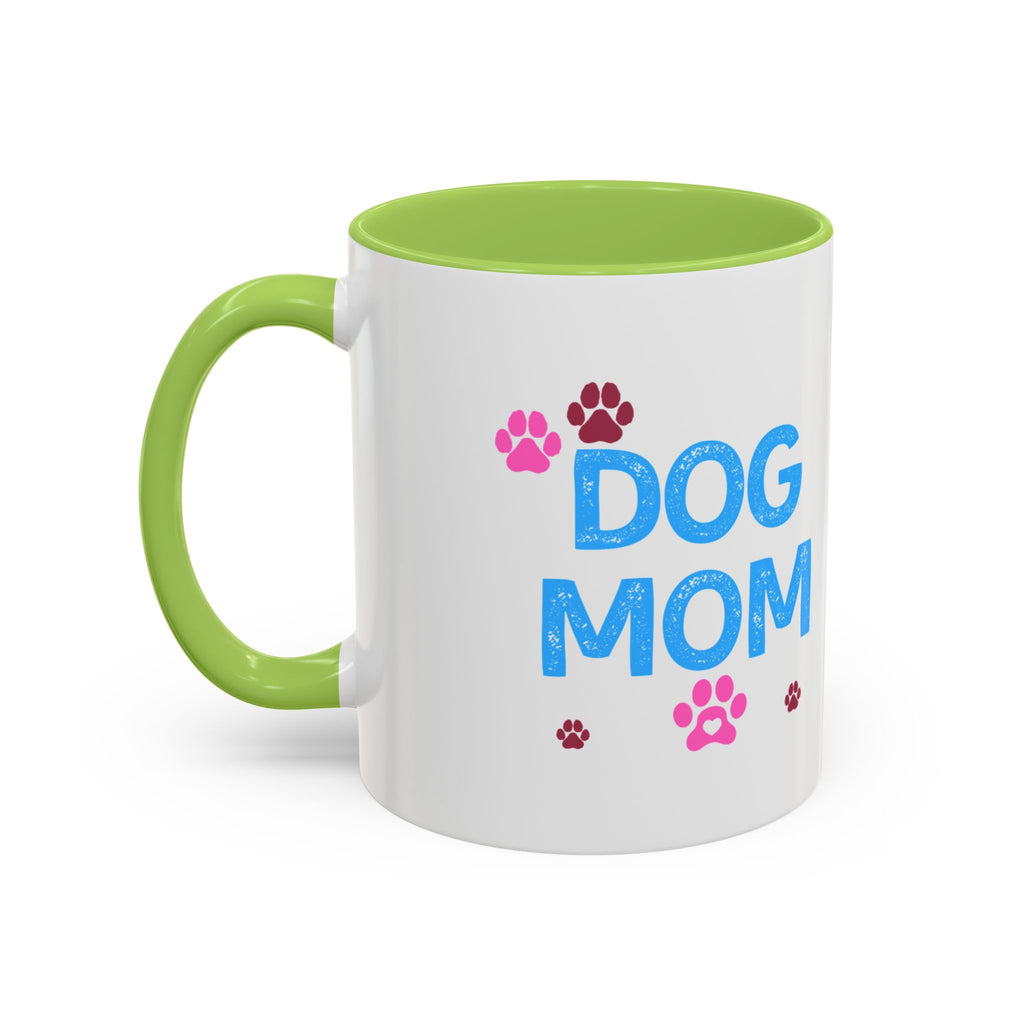 Dog Mom Accent Coffee Mug — Cute Paw Print 11/15oz Gift for Pet Lovers