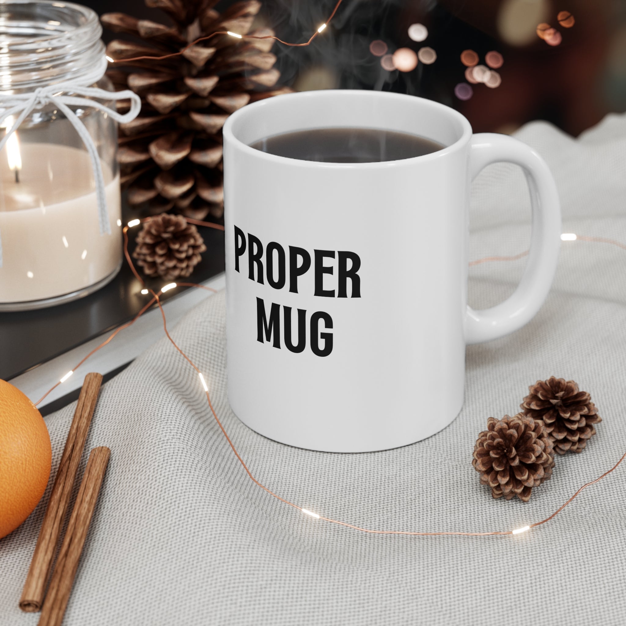 Proper Mug | White Ceramic Coffee Cups, 11oz, 15oz