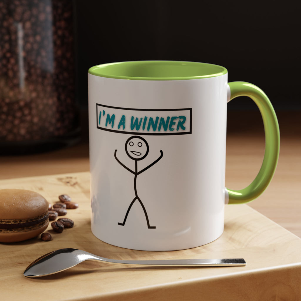 I'm a Winner Accent Coffee Mug — Funny Motivational 11/15oz
