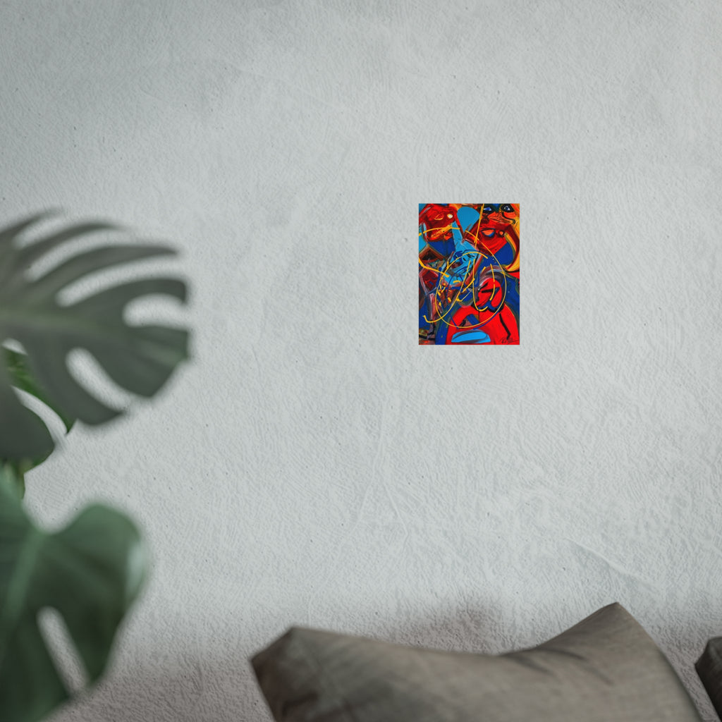 Abstract Expressionist Fine Art Poster — Bold Red & Blue Modern Wall Art —  Superman Cometh