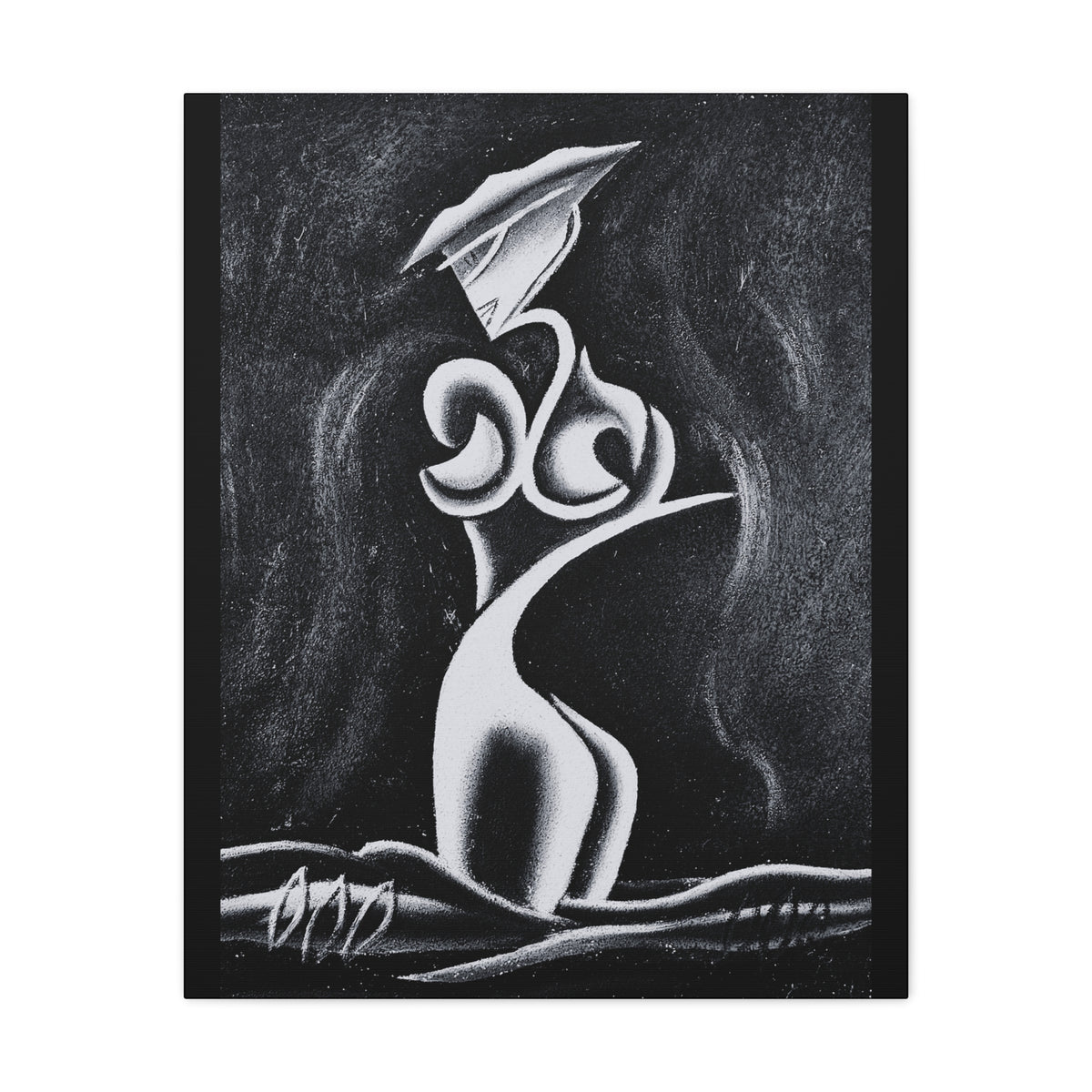 Abstract Lady Silhouette Matte Canvas Wall Art — Black & White Stretched 1.25"