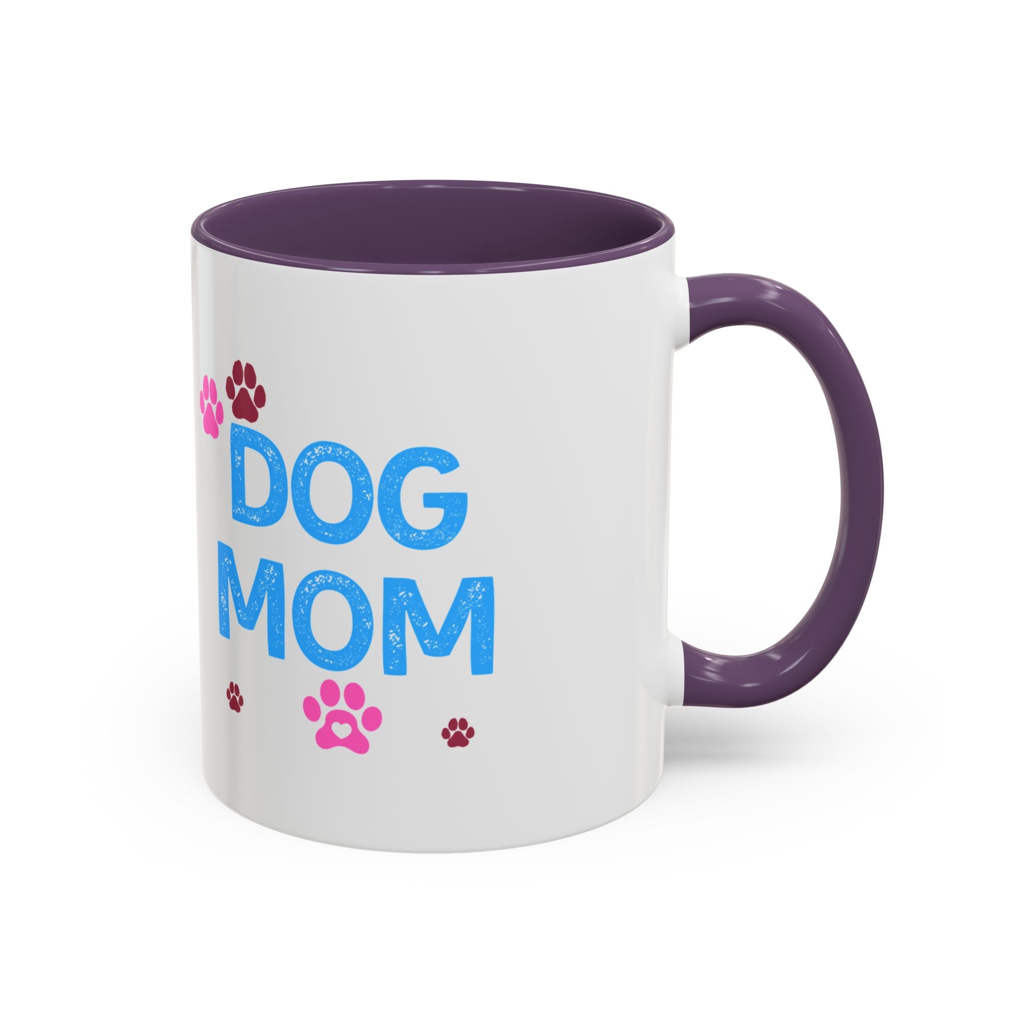 Dog Mom Accent Coffee Mug — Cute Paw Print 11/15oz Gift for Pet Lovers