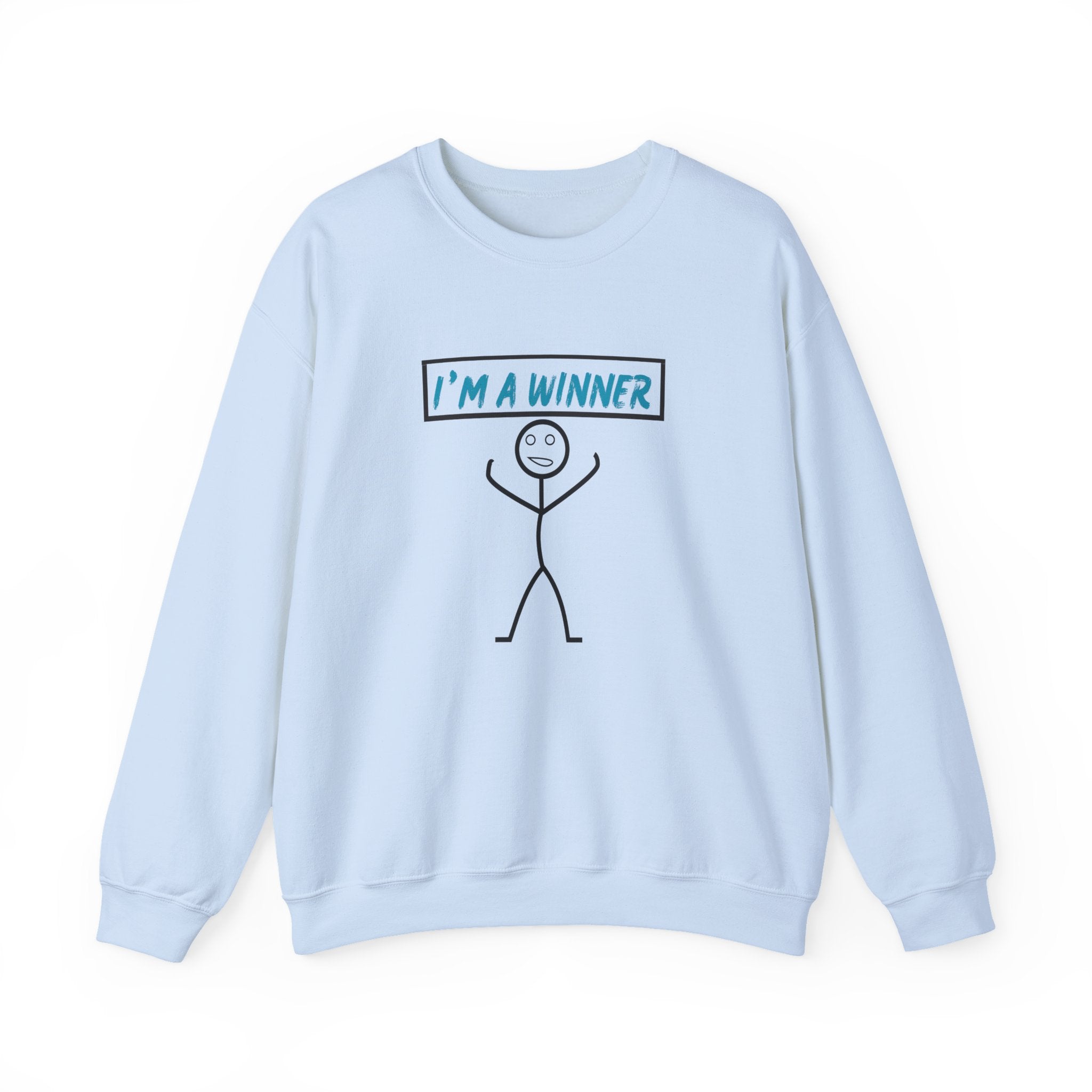 I'm a Winner Stick Figure Crewneck Sweatshirt — Funny Motivational Pullover