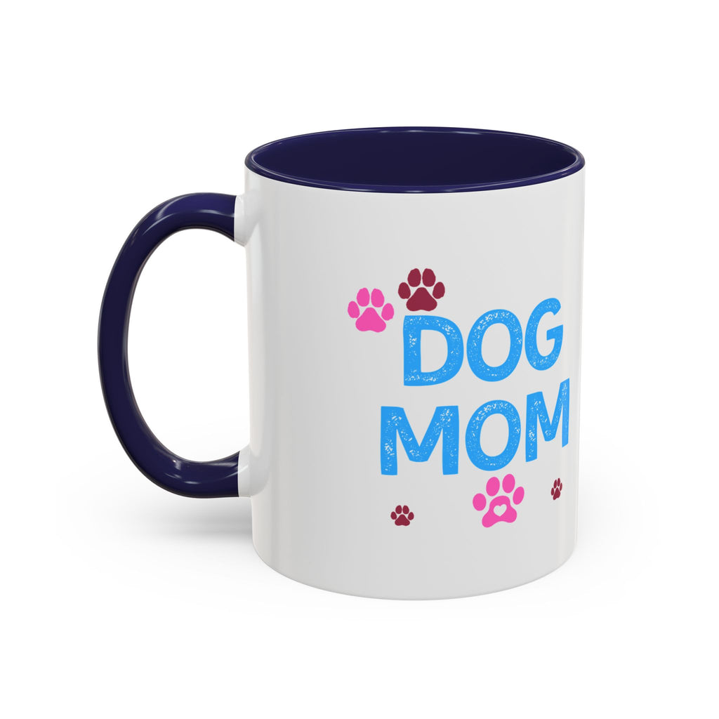 Dog Mom Accent Coffee Mug — Cute Paw Print 11/15oz Gift for Pet Lovers