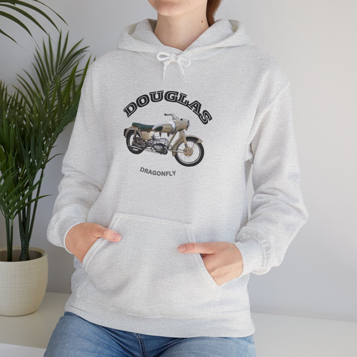 Douglas Dragonfly Motorcycle Hoodie - Unisex Heavy Blend Sweatshirt, Casual Wear, Gift for Riders, Outdoor Activities, Cozy Apparel