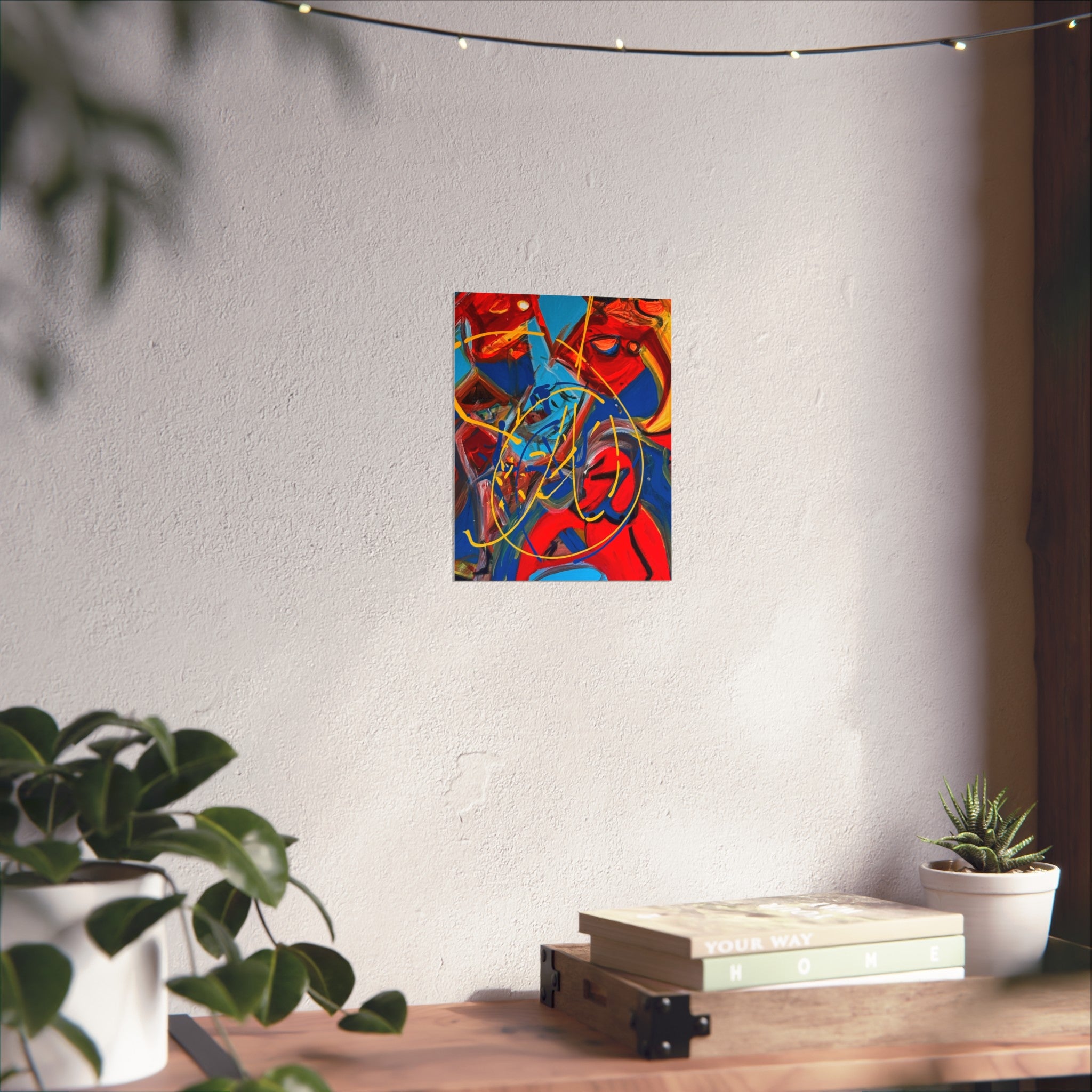 Abstract Expressionist Fine Art Poster — Bold Red & Blue Modern Wall Art —  Superman Cometh