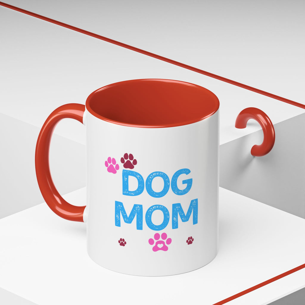 Dog Mom Accent Coffee Mug — Cute Paw Print 11/15oz Gift for Pet Lovers