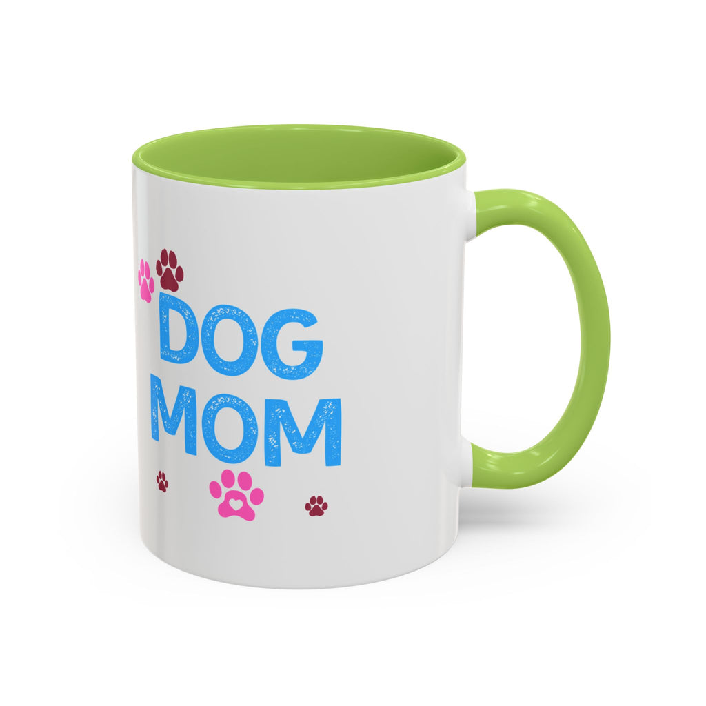 Dog Mom Accent Coffee Mug — Cute Paw Print 11/15oz Gift for Pet Lovers