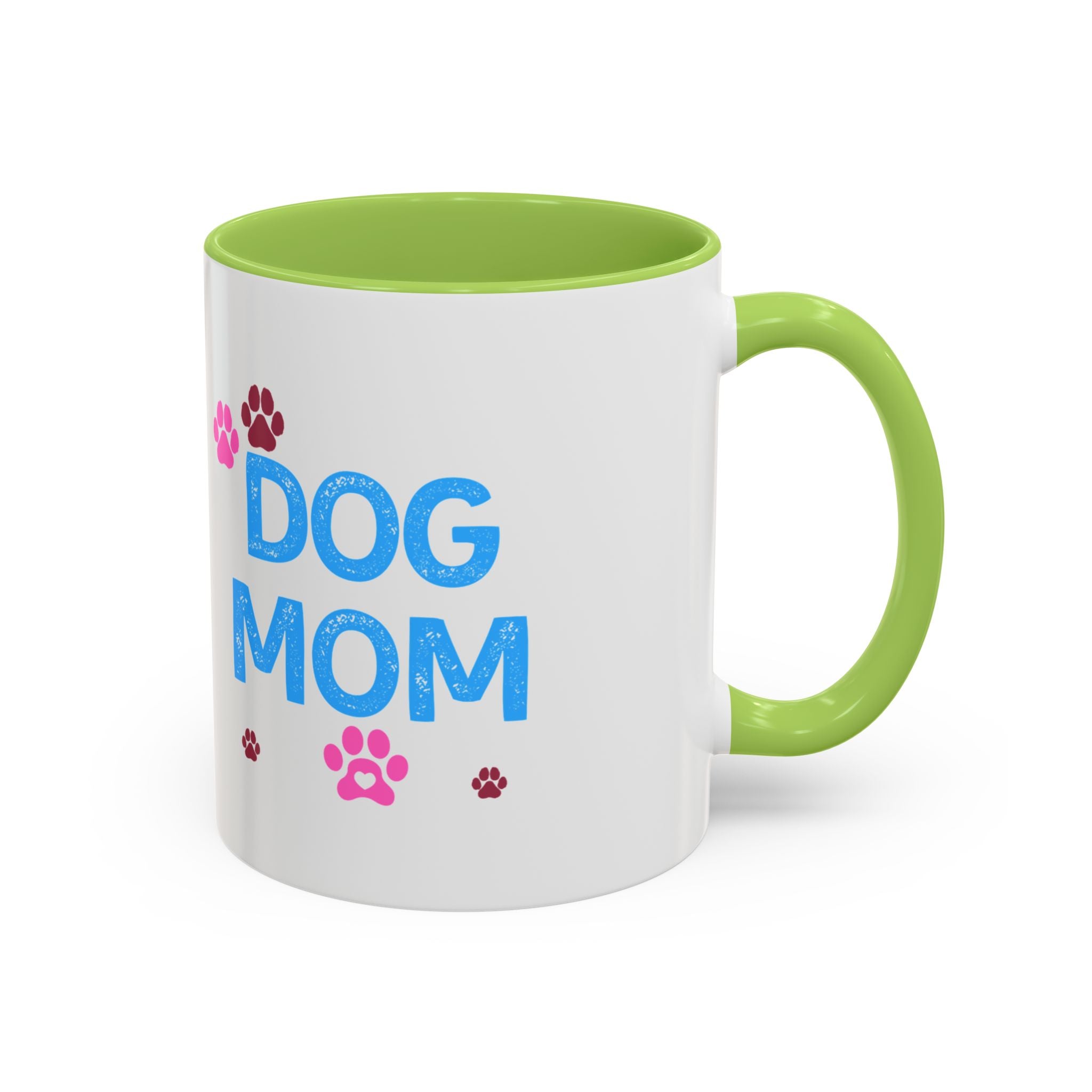 Dog Mom Accent Coffee Mug — Cute Paw Print 11/15oz Gift for Pet Lovers