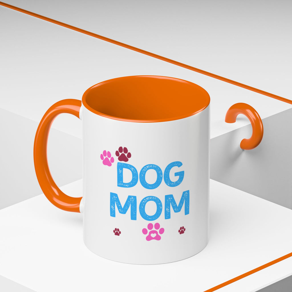 Dog Mom Accent Coffee Mug — Cute Paw Print 11/15oz Gift for Pet Lovers