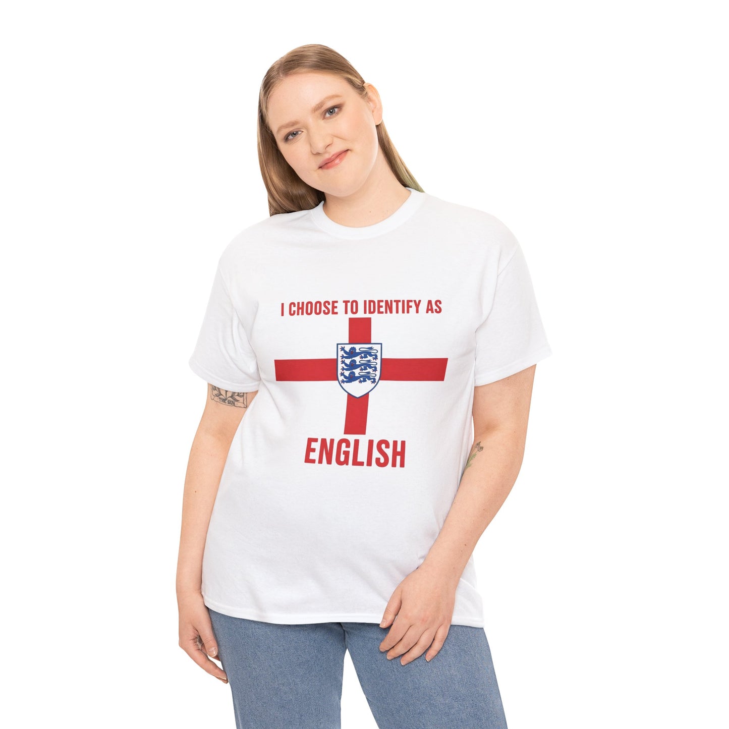 I chose to identify as English T-shirt,English Identity Graphic Tee, Casual Unisex T-Shirt, Perfect for National Holidays, Gift for Patriots, Statement Shirt