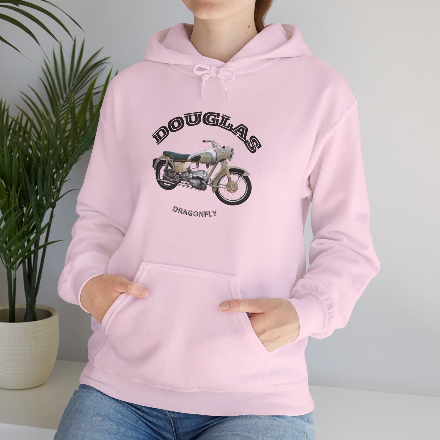 Douglas Dragonfly Motorcycle Hoodie - Unisex Heavy Blend Sweatshirt, Casual Wear, Gift for Riders, Outdoor Activities, Cozy Apparel